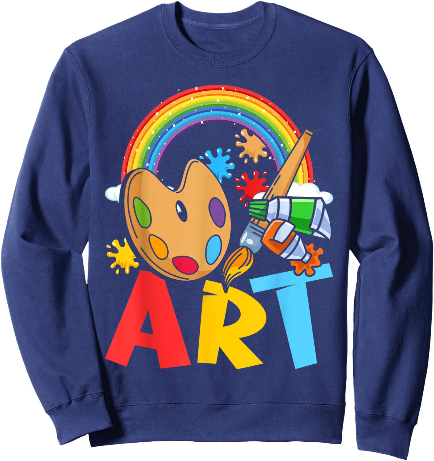 I Love Art Artist Painter Colorful Painting Kids Girls Sweatshirt - Sweatshirt | Navy
