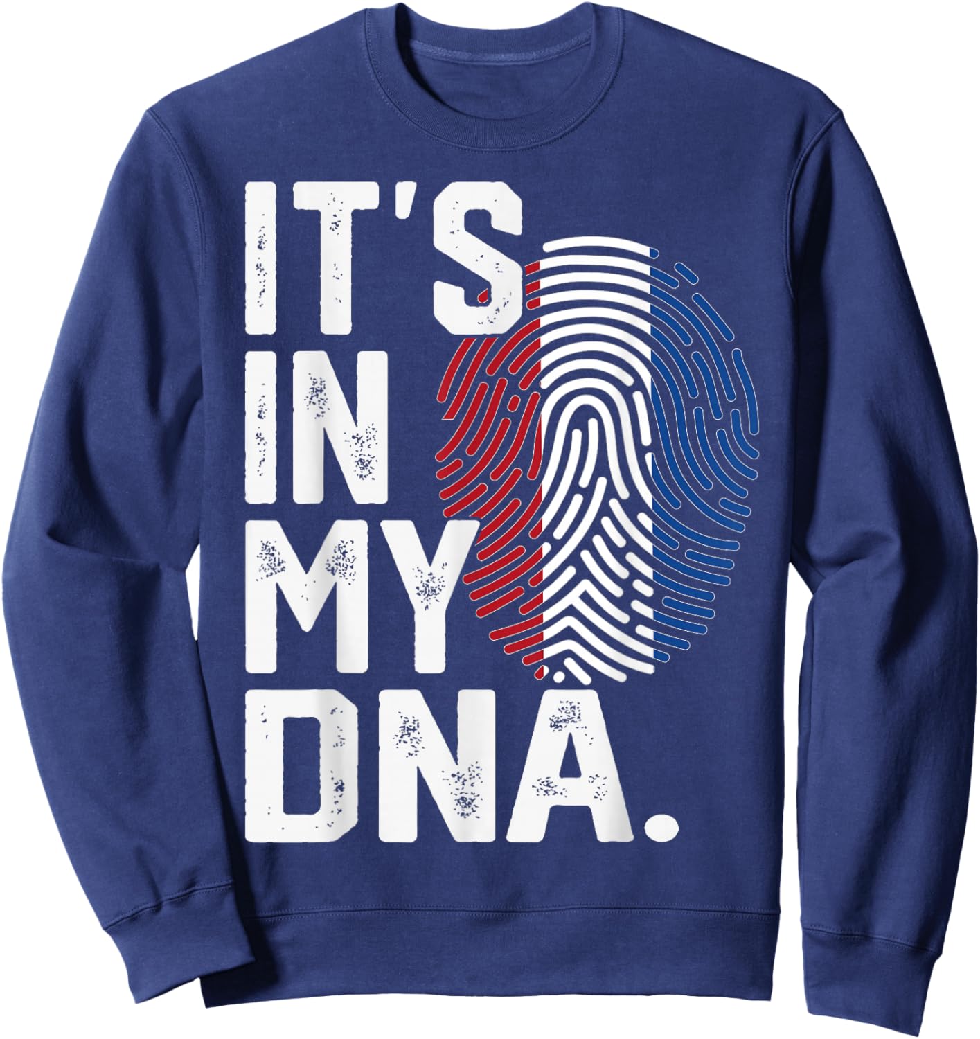 Netherlands Roots Flag Fingerprint Graphic Patriotic Sweatshirt - Sweatshirt | Navy