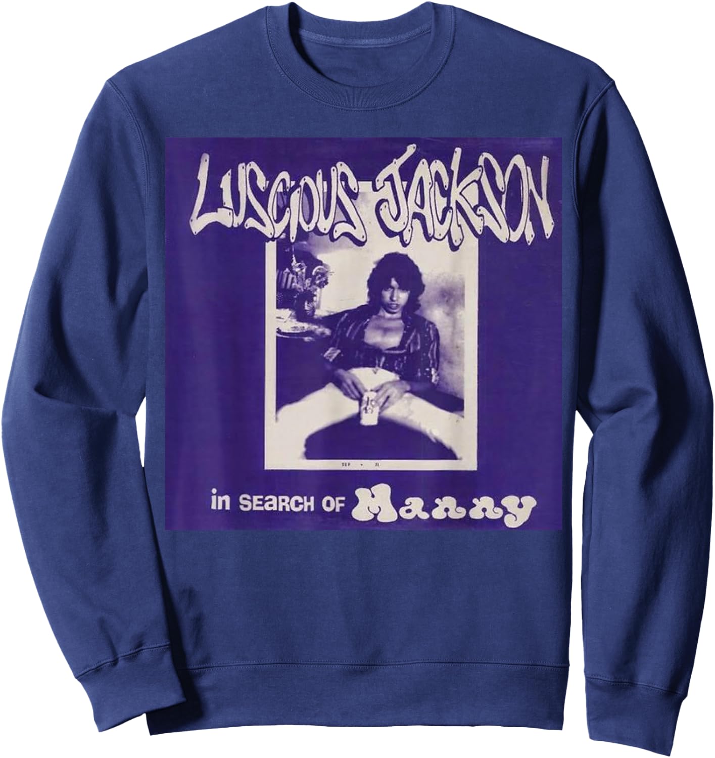 Luscious Jackson original In Search of Manny Album Cover Sweatshirt - Sweatshirt | Navy