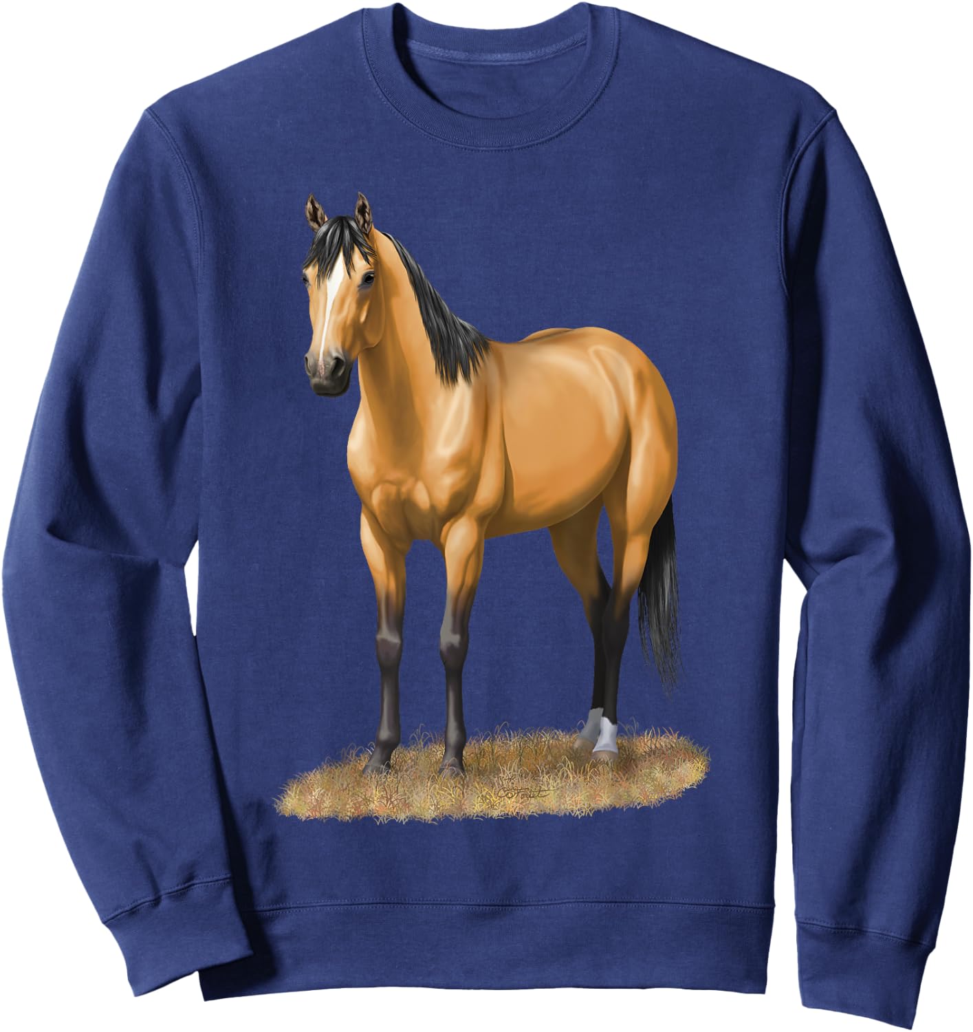 Beautiful Buckskin Dun Quarter Horse Stallion Horse Lovers Sweatshirt - Sweatshirt | Navy