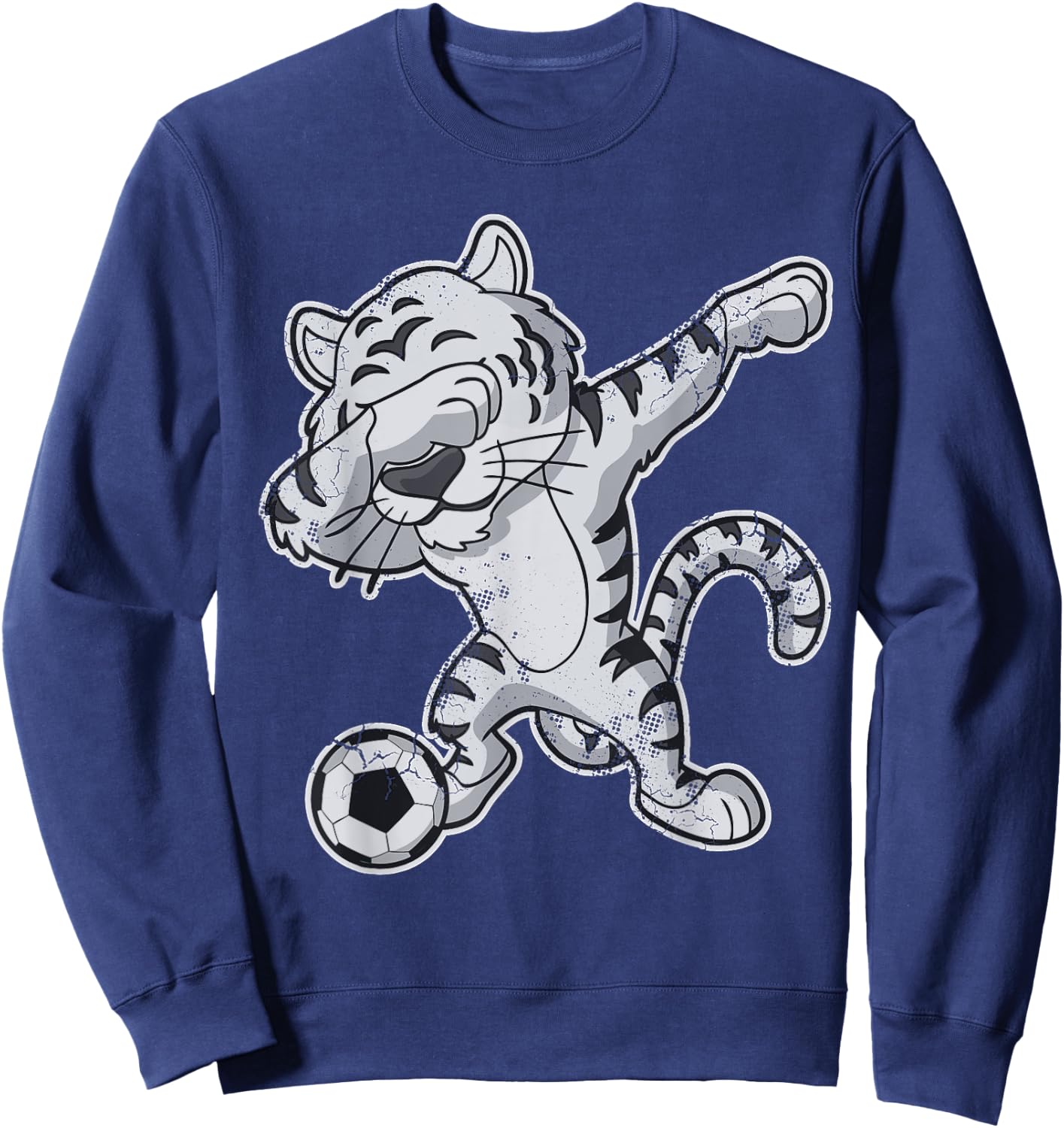 Dabbing White Tiger Soccer Team Player Sweatshirt - Sweatshirt | Navy