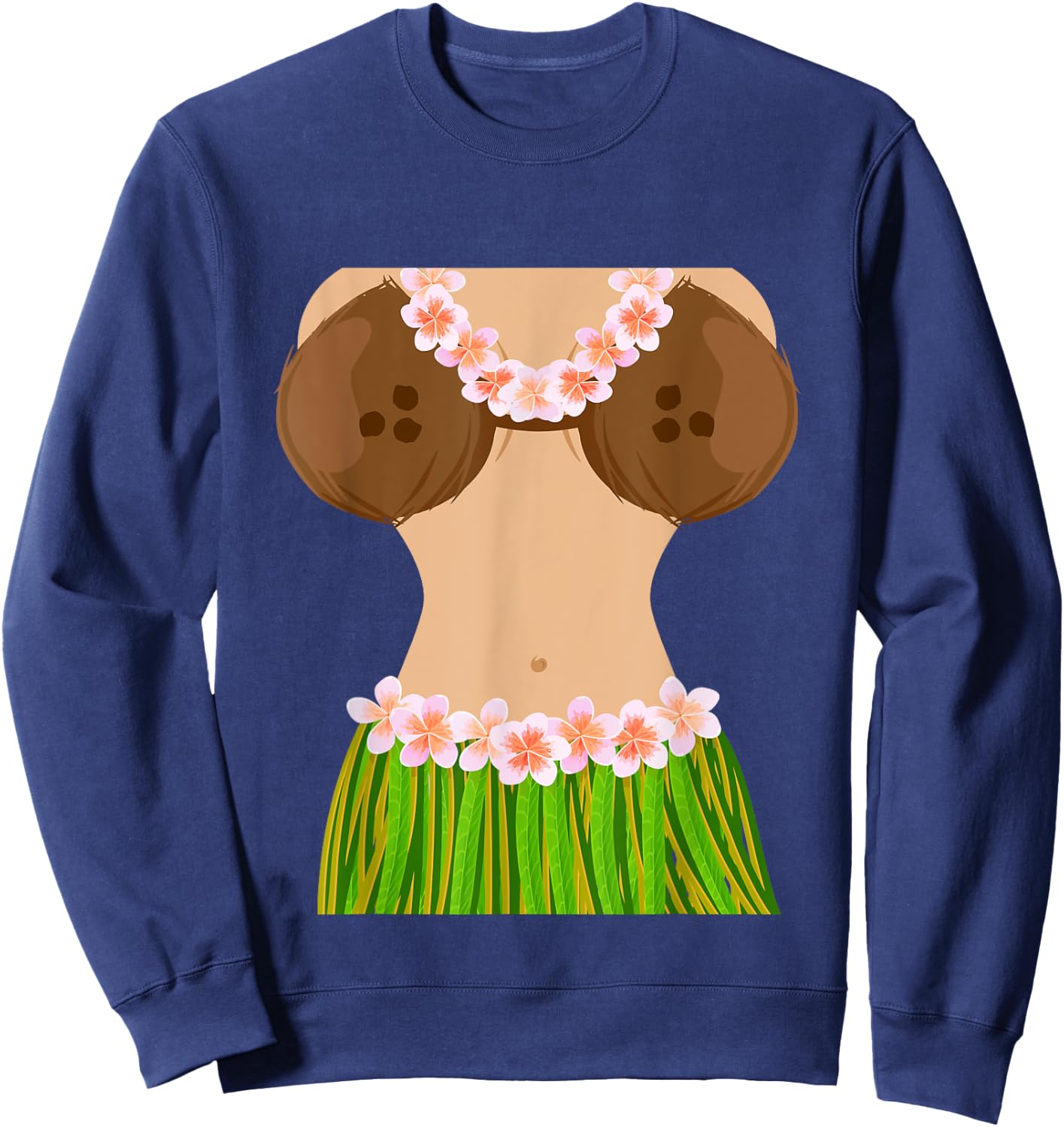 Hawaiian Coconut Shell Bra Funny Halloween Party Sweatshirt - Sweatshirt | Navy