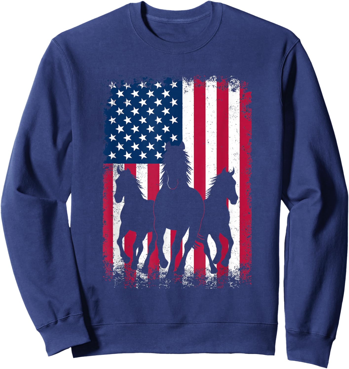 Horse American Flag 250 Years Anniversary USA Fourth of July Sweatshirt - Sweatshirt | Navy
