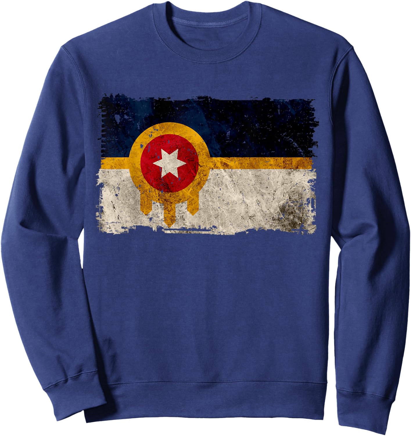 New Tulsa Flag Vintage Distressed Tulsa Oklahoma Sweatshirt - Sweatshirt | Navy