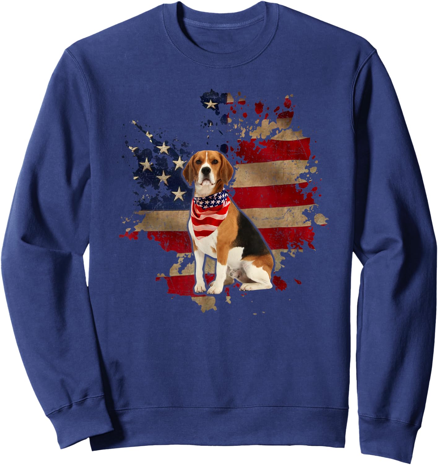 Beagle American Flag Bandana Vintage Patriotic 4th Of July Sweatshirt - Sweatshirt | Navy