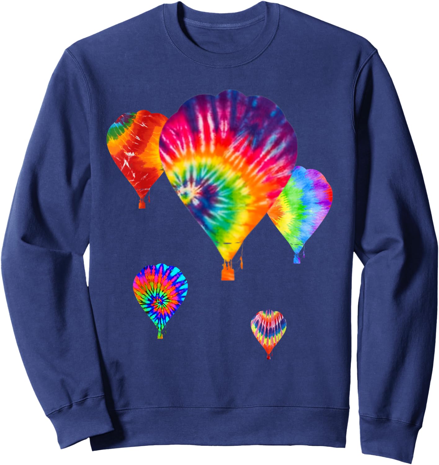Fun Hot Air Balloon, Hippie Tie Dye Ballooning Gift, Dk Sweatshirt - Sweatshirt | Navy
