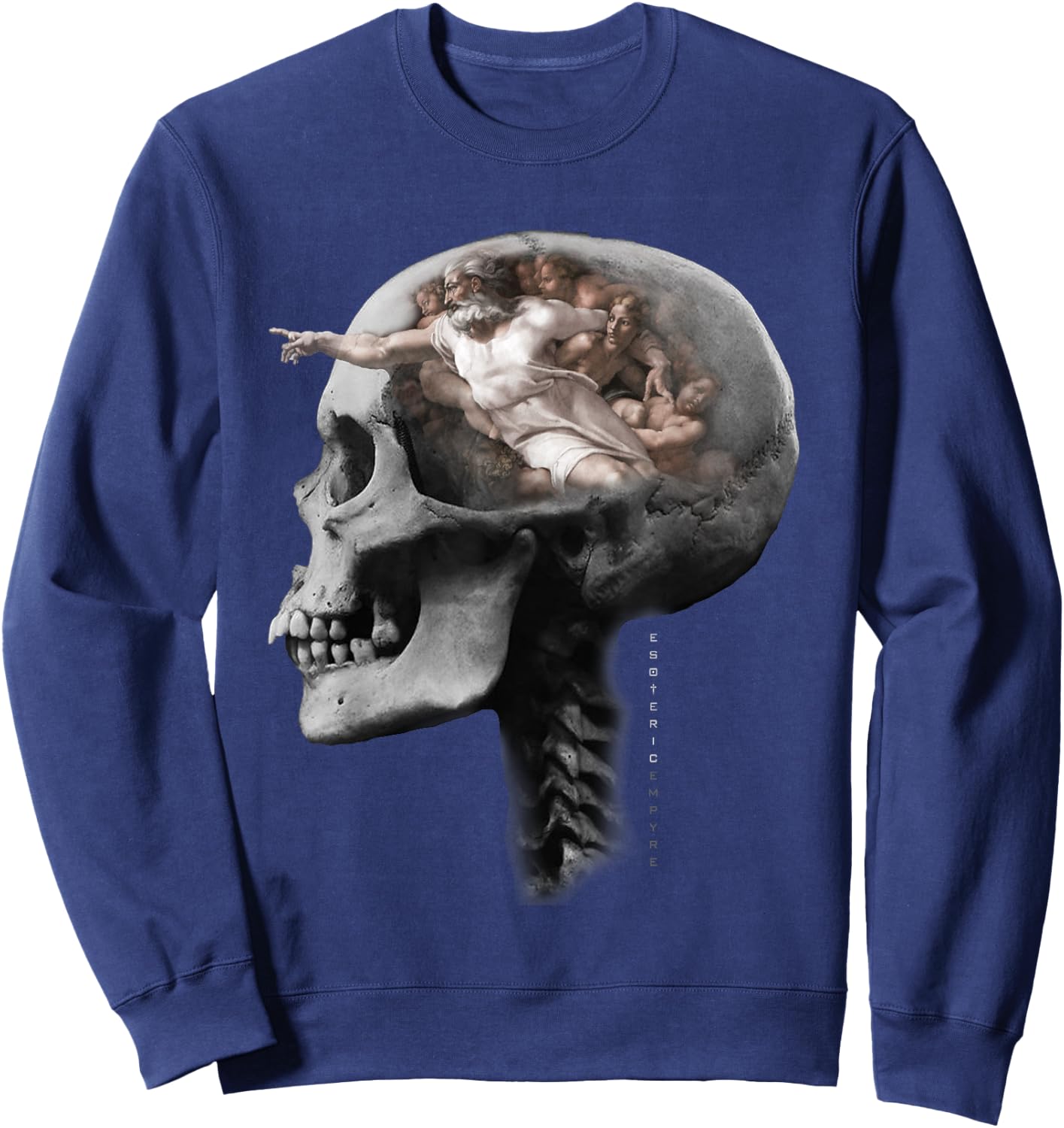 Creation of Adam Skull Michelangelo Sistine Chapel Sweatshirt - Sweatshirt | Navy