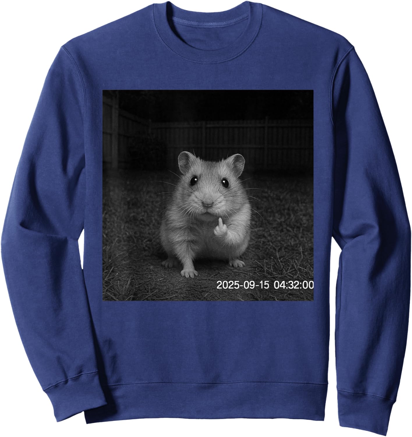 Funny Hamster Flipping Off Middle Finger On Security Camera Sweatshirt - Sweatshirt | Navy