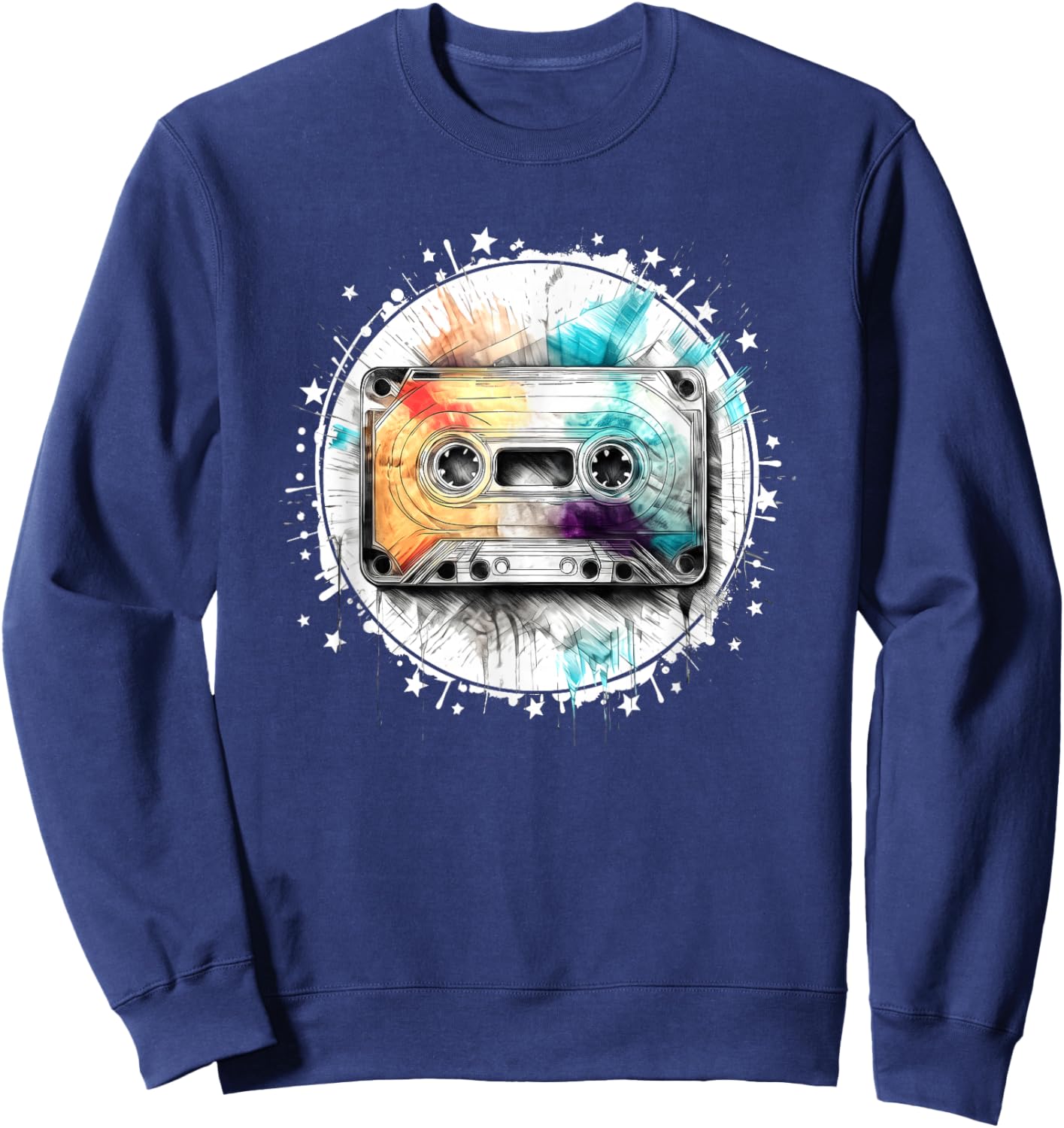 Old School Hip Hop 80s 90s Mixtape Graphic Sweatshirt - Sweatshirt | Navy