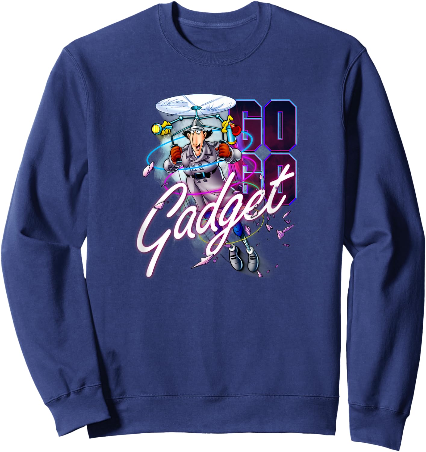 Inspector Gadget - Adult T Shirt - Retro Neon 04 Sweatshirt - Sweatshirt | Navy
