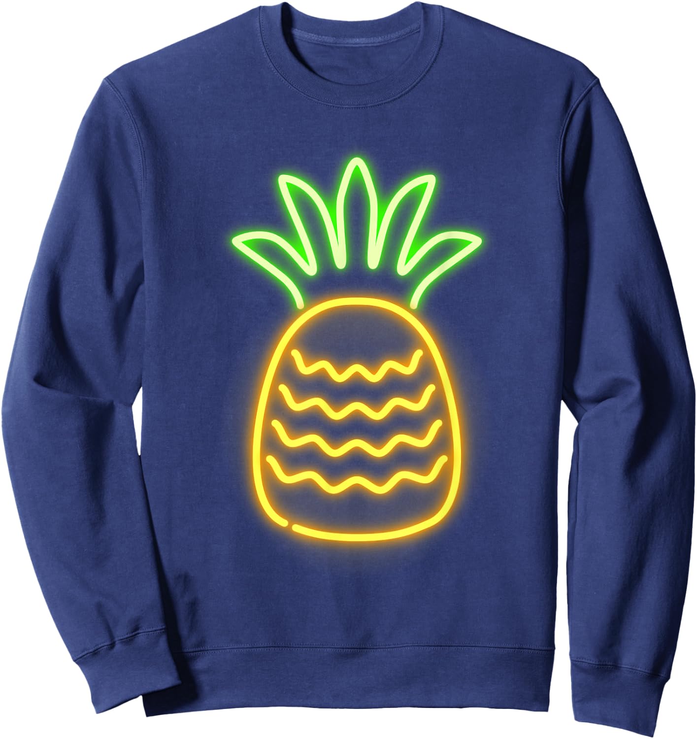 Cute Retro Neon Pineapple for Hawaiian Beaches Shirt Sweatshirt - Sweatshirt | Navy