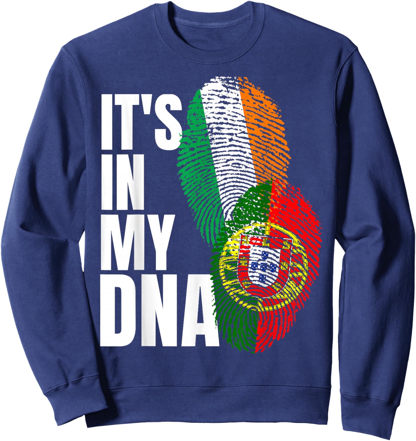 Portuguese And Irish DNA Mix Flag Heritage Sweatshirt - Sweatshirt | Navy