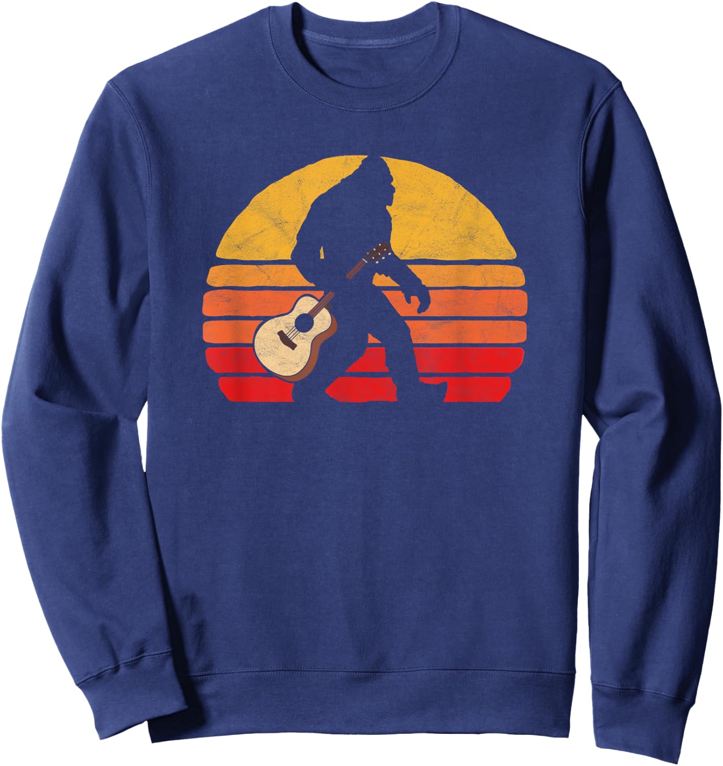 Bigfoot & Acoustic Guitar Country Rock Bluegrass Music Sweatshirt - Sweatshirt | Navy