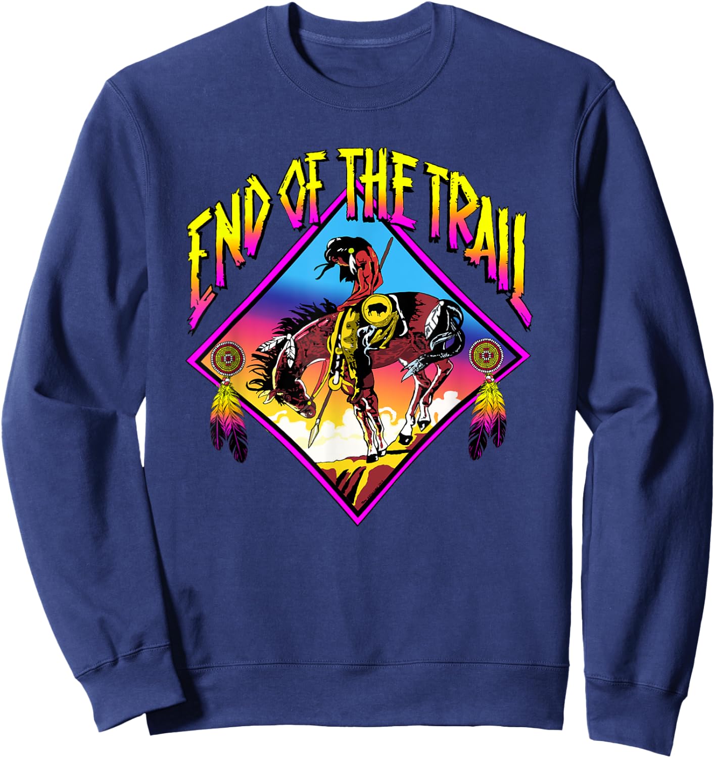 End Of The Trail Retro Native American Sweatshirt - Sweatshirt | Navy
