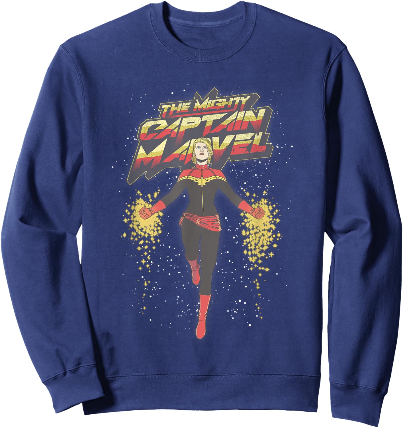 Marvel The Mighty Captain Marvel Retro Space Flight Portrait Sweatshirt - Sweatshirt | Navy