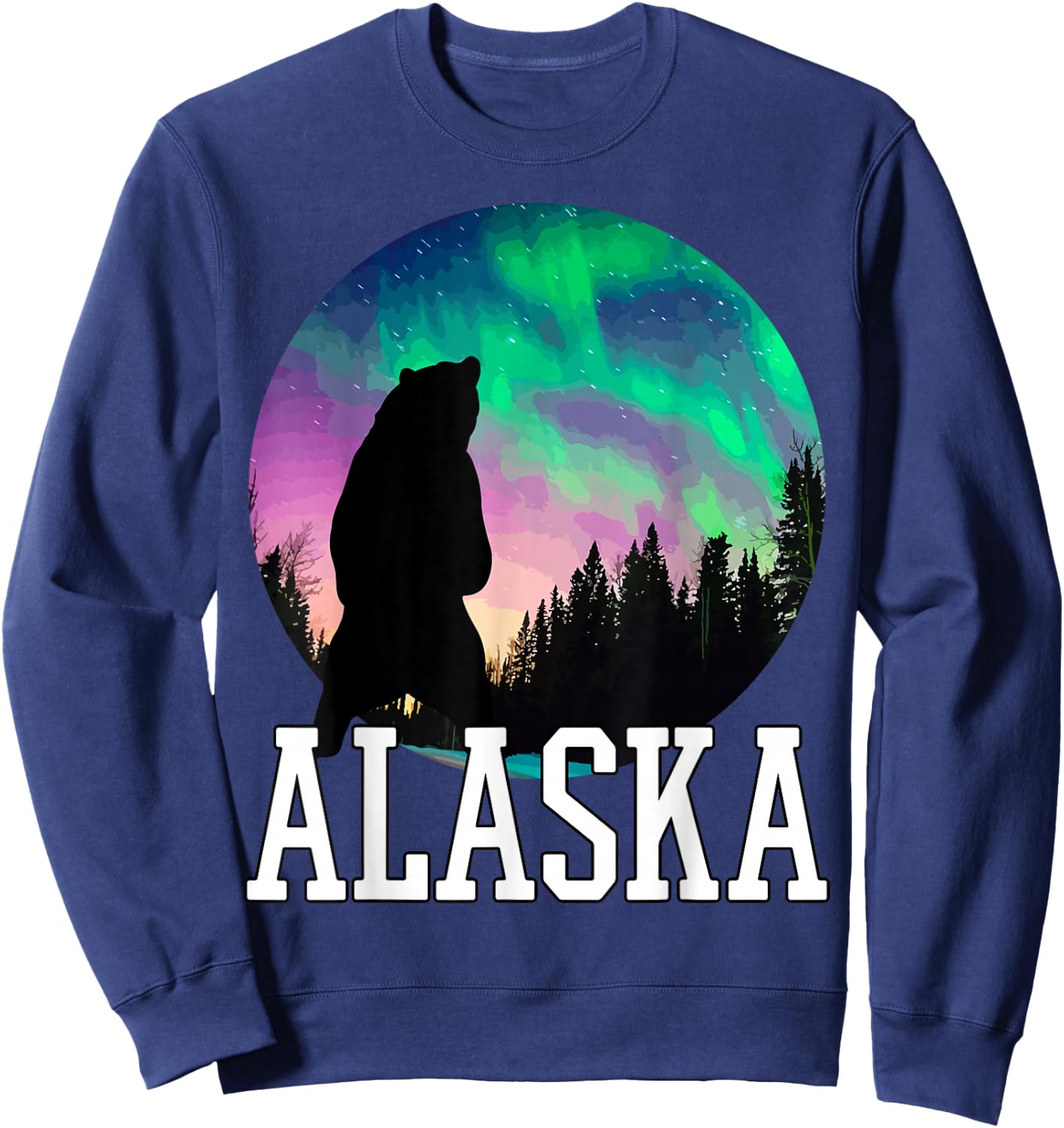 Alaska Nothern Lights Holiday View Sweatshirt - Sweatshirt | Navy