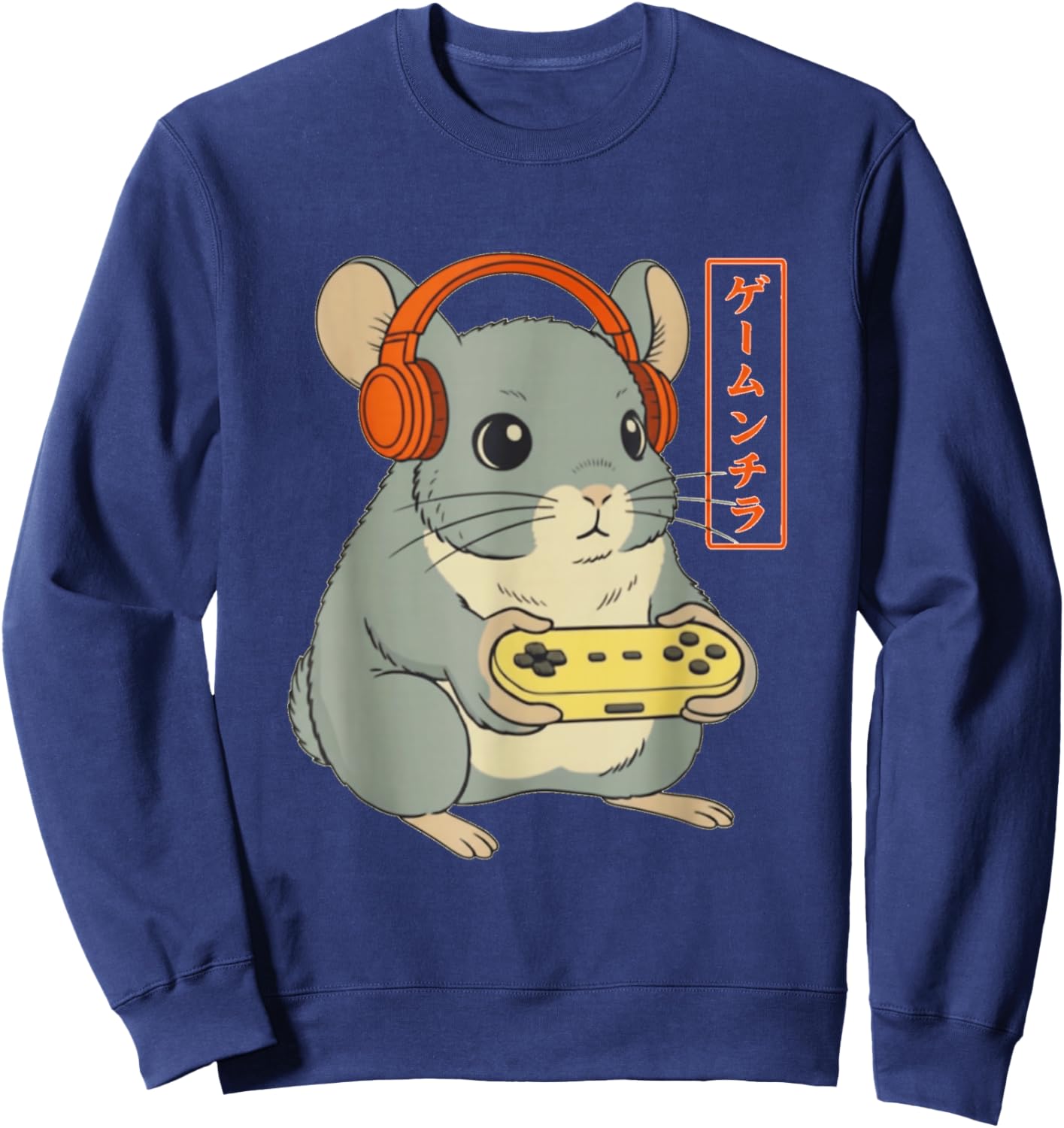 Chinchilla Japanese Gamer Art Men Women Boy Funny Gaming Sweatshirt - Sweatshirt | Navy