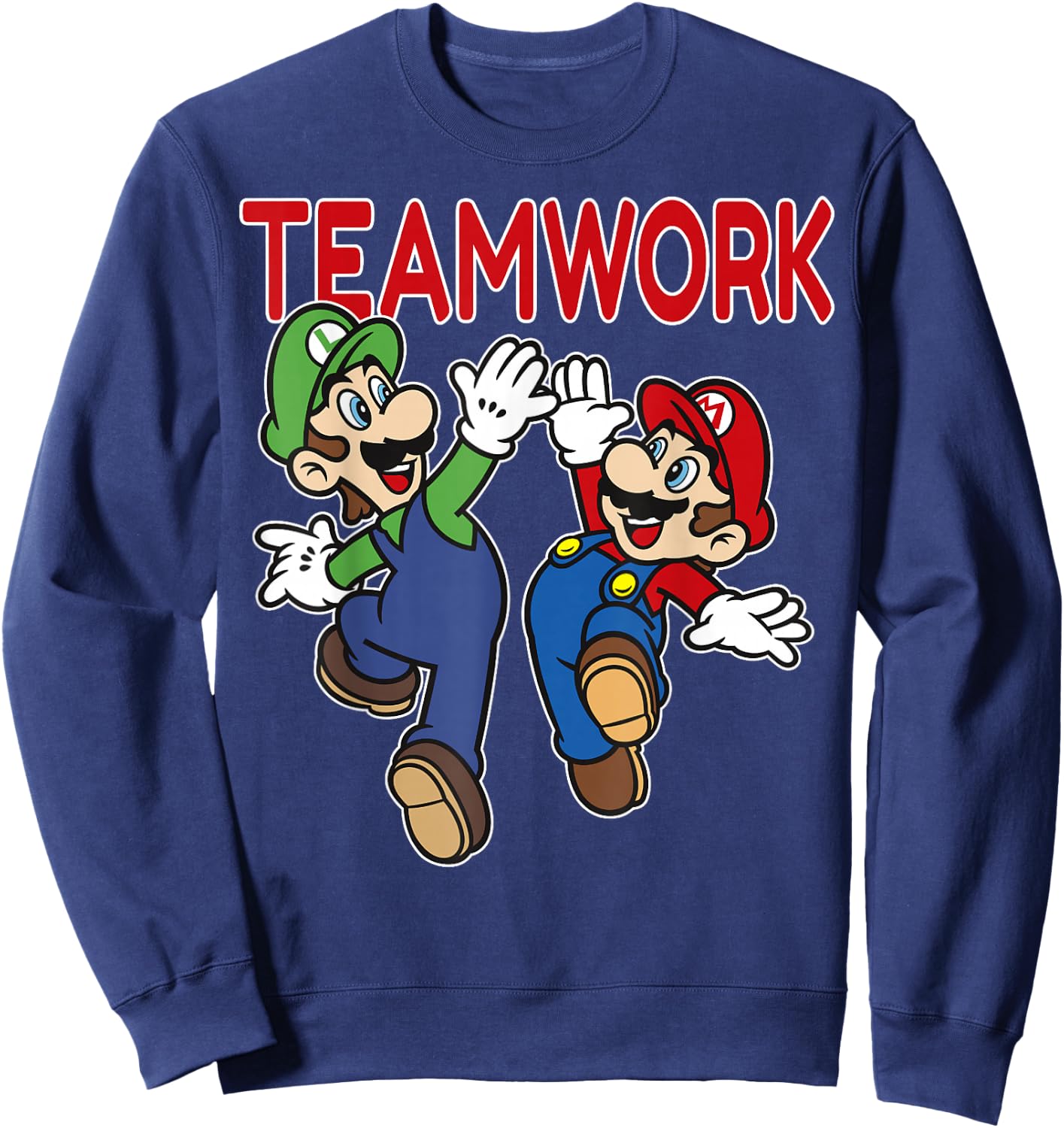 Super Mario Luigi Teamwork High Five Classic Graphic Sweatshirt - Sweatshirt | Navy
