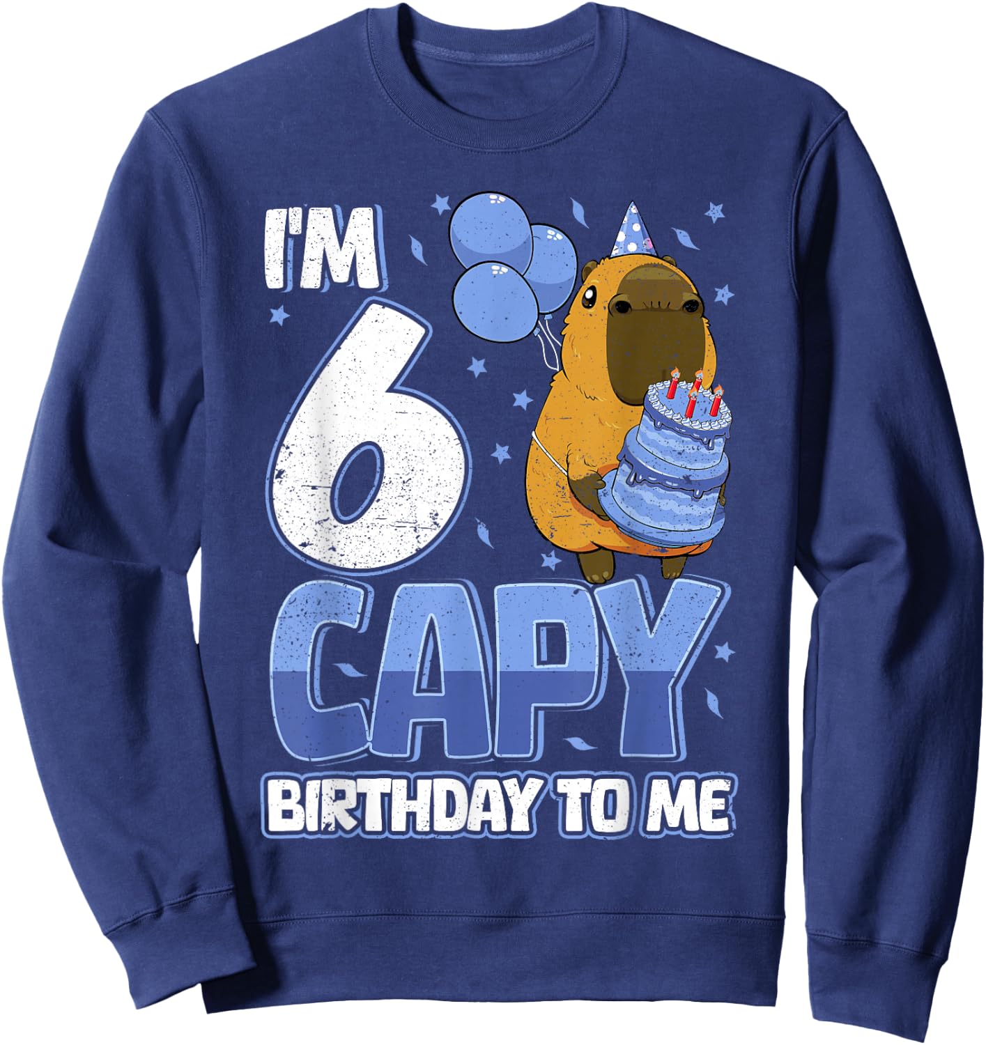 6 Years Capy Birthday to me Boys 6th Birthday Capybara Sweatshirt - Sweatshirt | Navy
