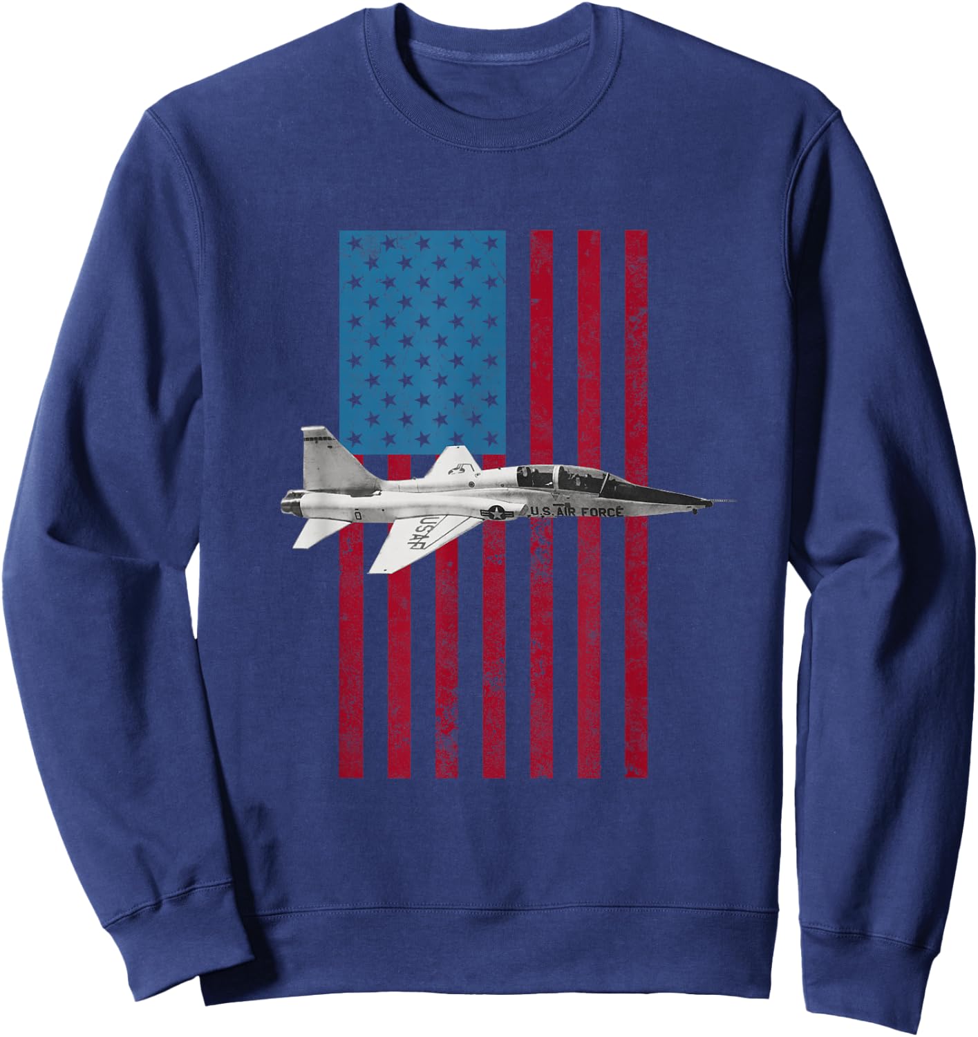 T-38 Talon USA American Flag - Military Sweatshirt - Sweatshirt | Navy