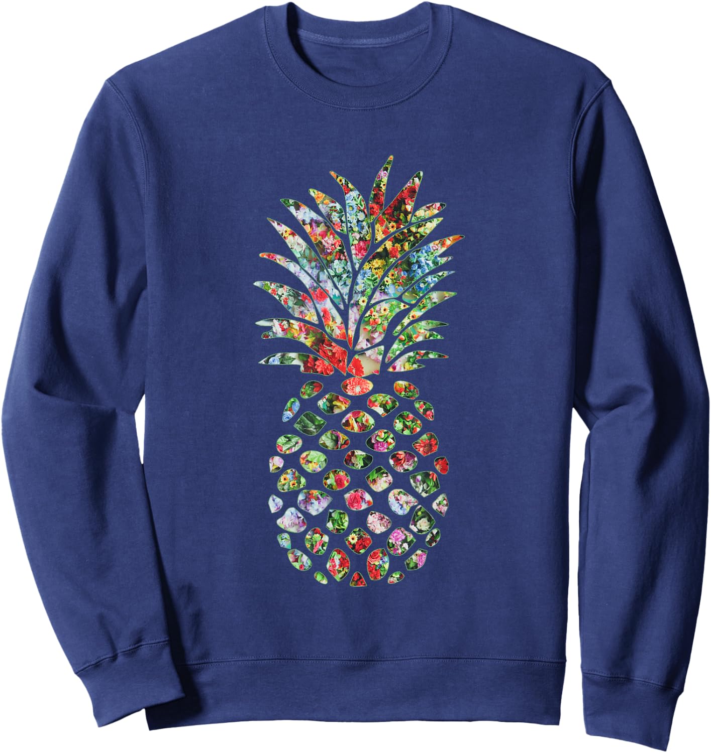 Pineapple Flower Garden Abstract Art Shirt Sweatshirt - Sweatshirt | Navy