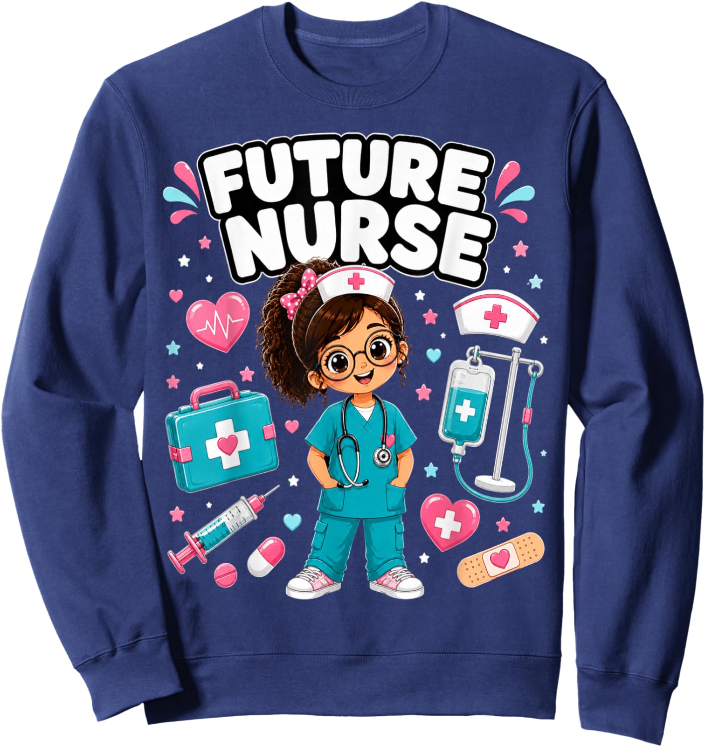 Future Nurse Cute Girl Medical Career Gifts for Girls Kids Sweatshirt - Sweatshirt | Navy