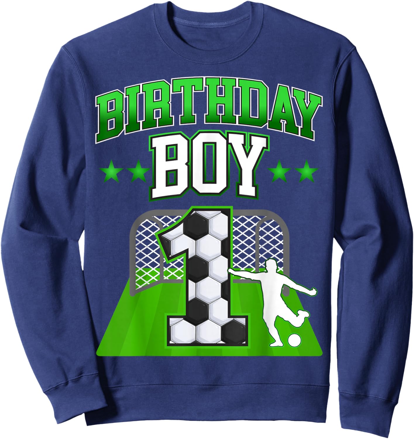 Soccer Themed Birthday boy Outfit for 1 Year Old Celebration Sweatshirt - Sweatshirt | Navy