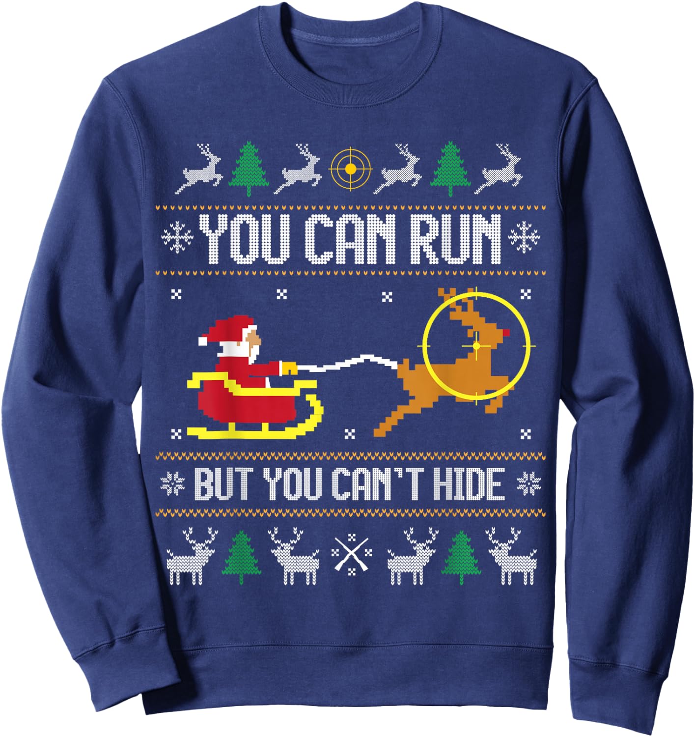 Deer Hunting Santa Claus Hunter Hunt Ugly Christmas Sweater Sweatshirt - Sweatshirt | Navy