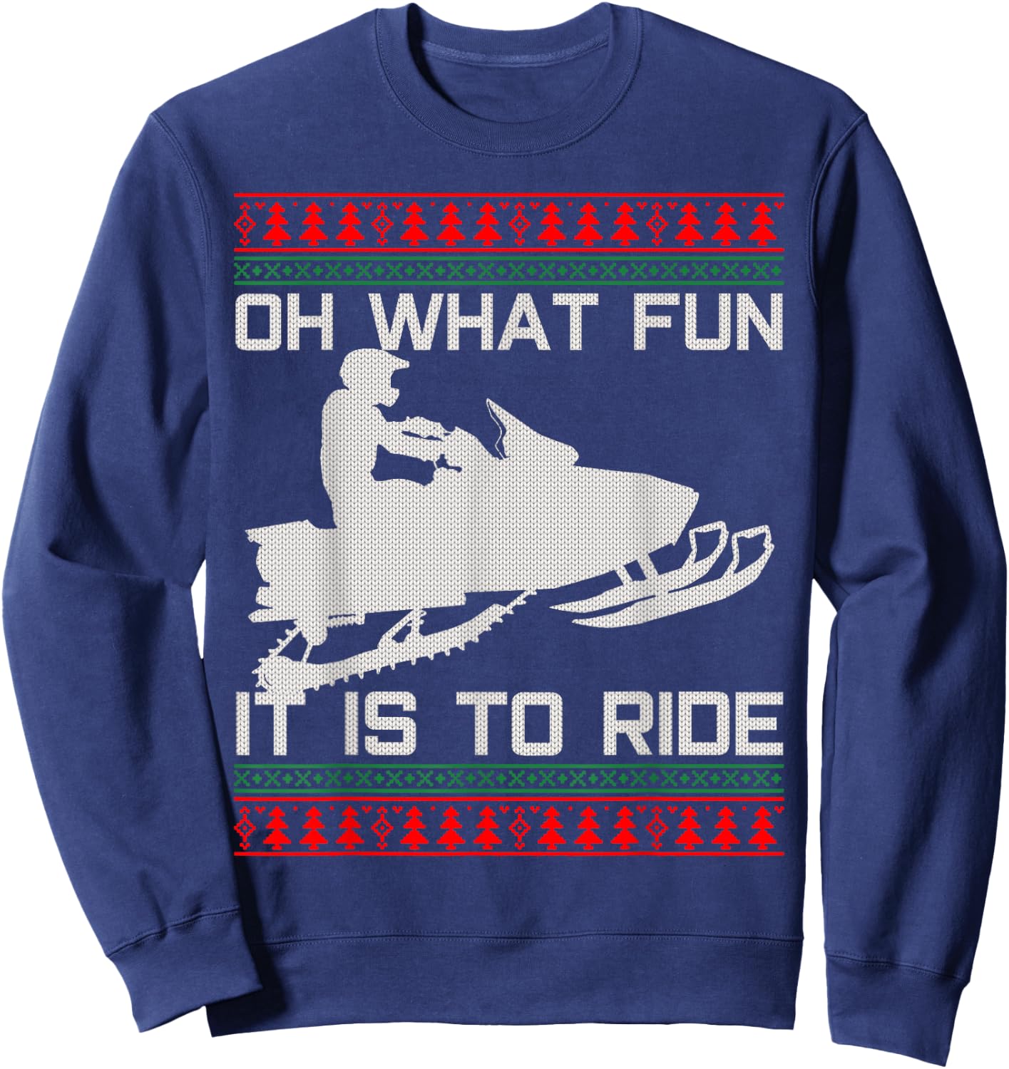 Snowmobile Ugly Christmas Christmas Funny Gift Sweatshirt - Sweatshirt | Navy