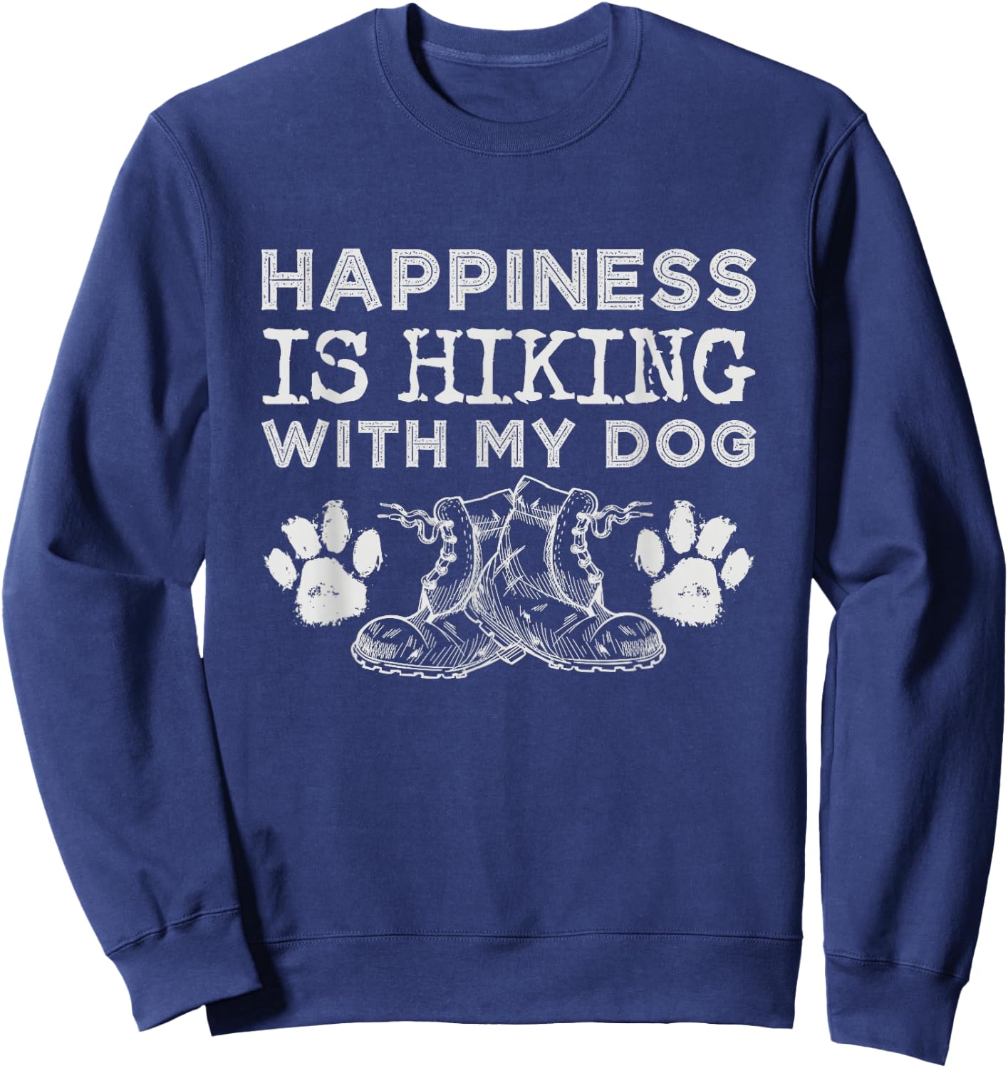 Happiness Is Hiking With My Dog Outdoor Gift Hiking Sweatshirt - Sweatshirt | Navy