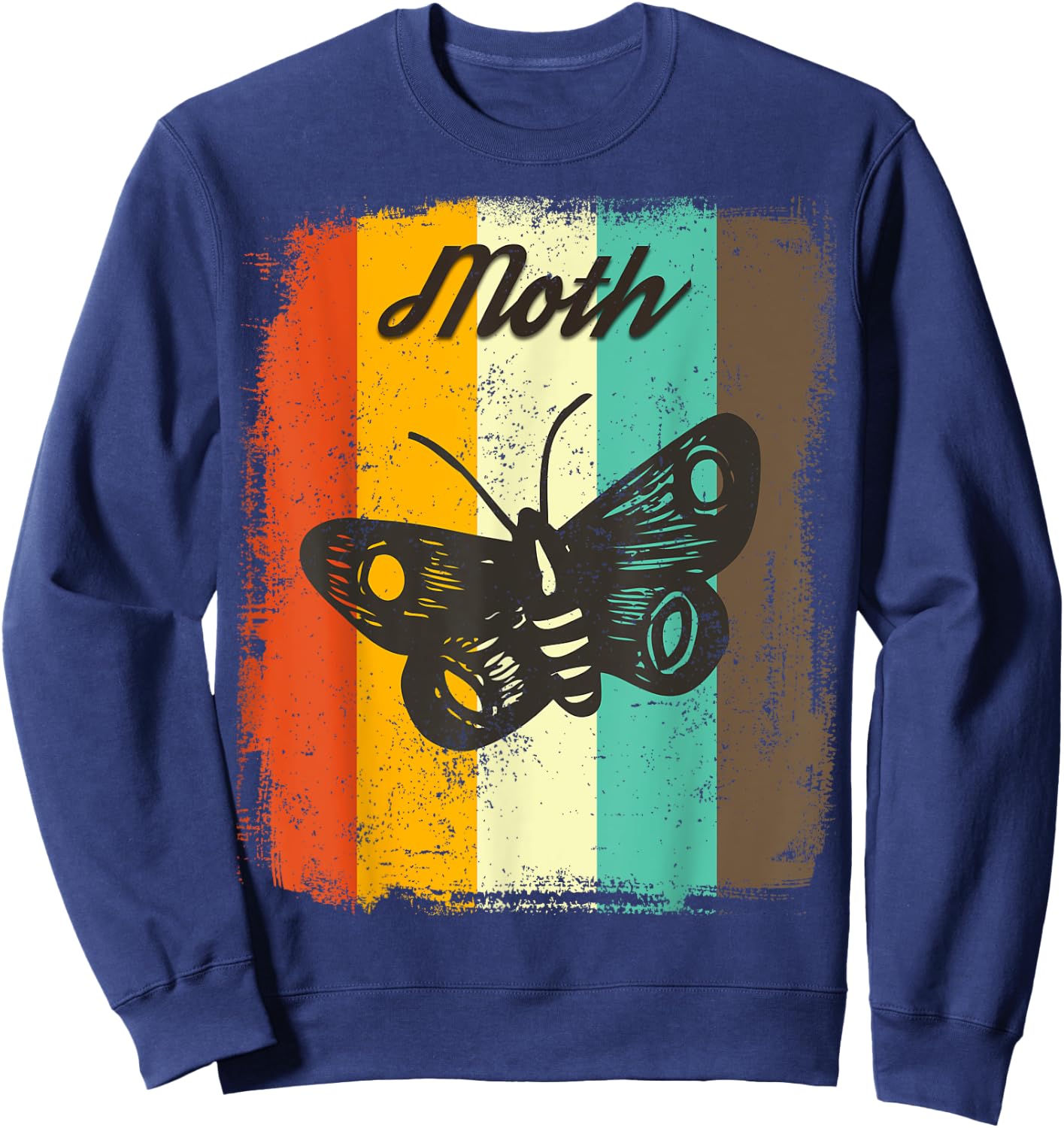 Moth Retro 70s Vintage Insect Lover Art Sweatshirt - Sweatshirt | Navy