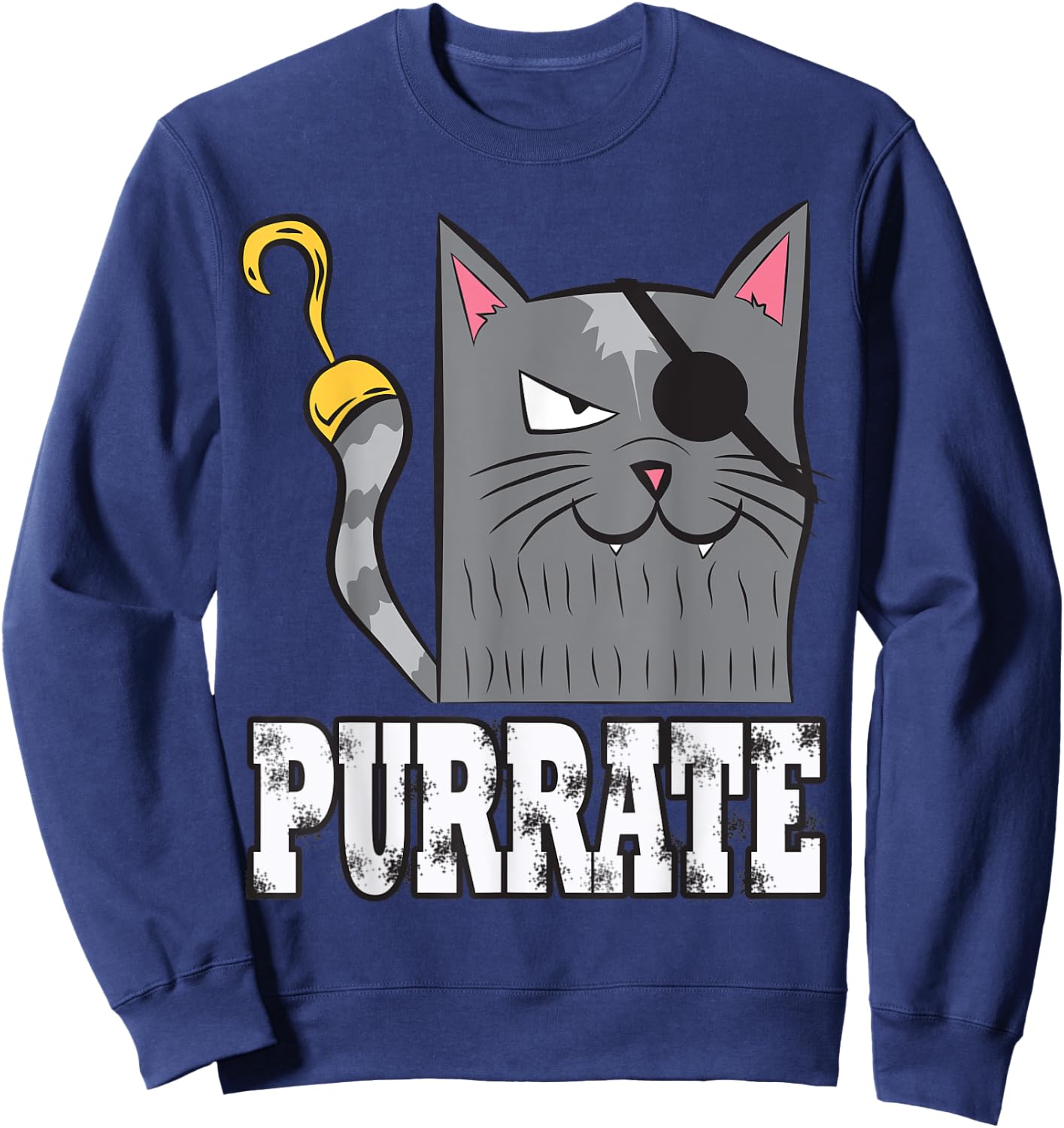 Purrate Pirate Cat Purrate Captain Kitty Eye Patch Sea Sweatshirt - Sweatshirt | Navy