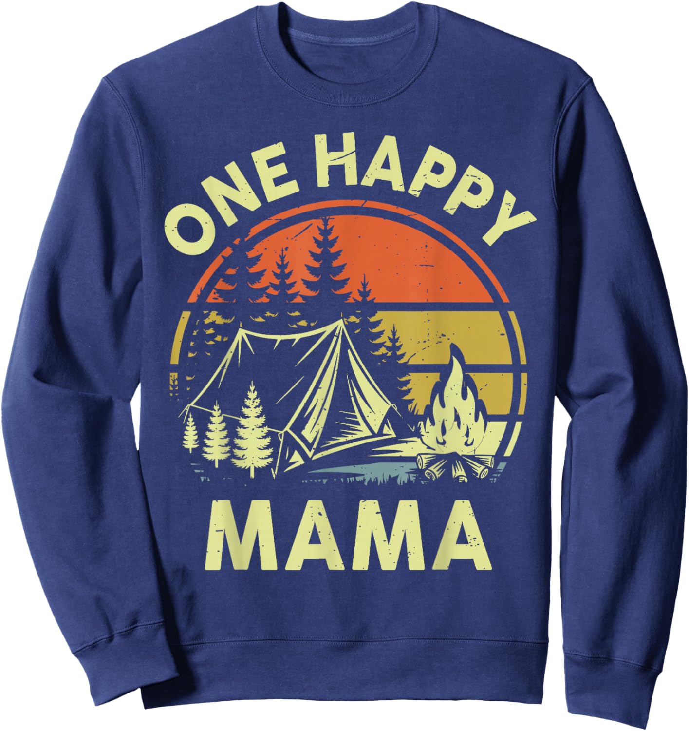 Funny One Happy Mama Camper Toddler Boy Camping Campfire Sweatshirt - Sweatshirt | Navy