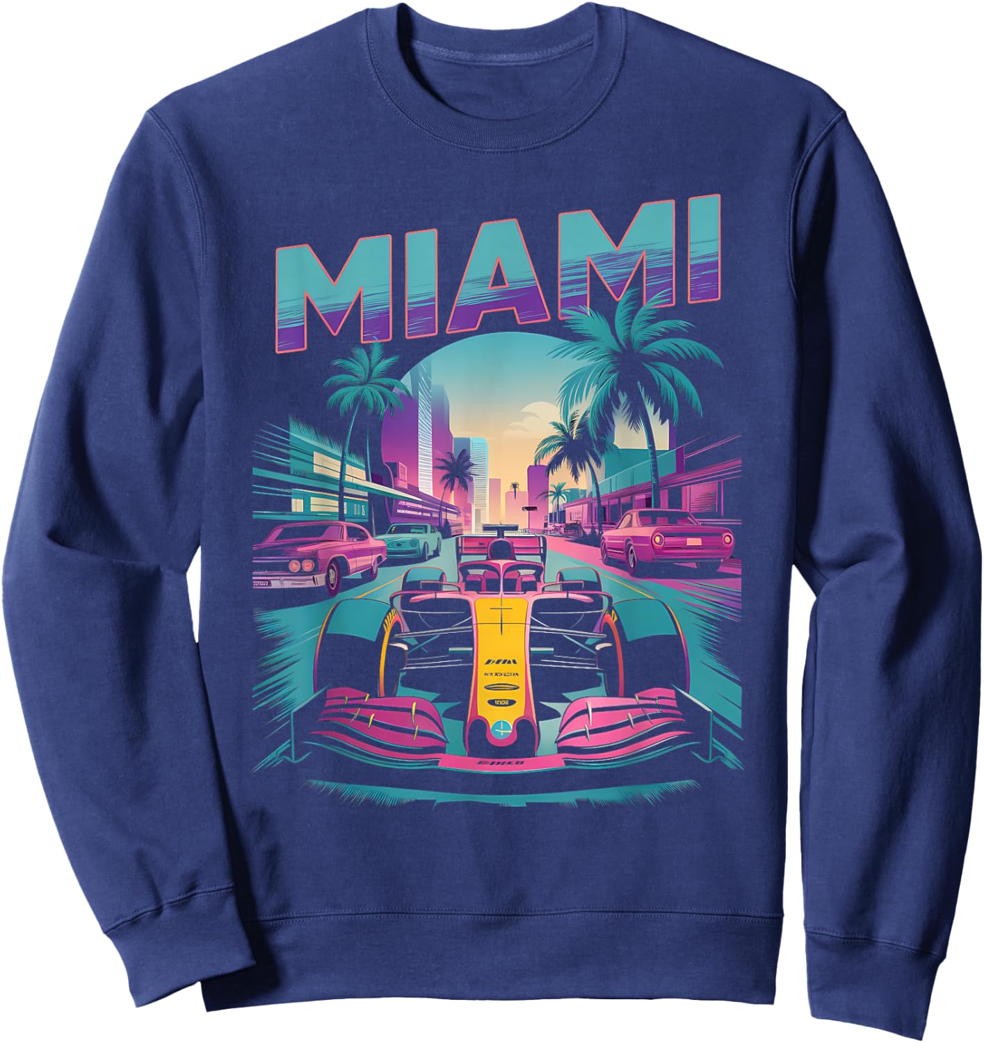 Miami Racing Gifts Men Women Race Car Racer Driver Sweatshirt - Sweatshirt | Navy