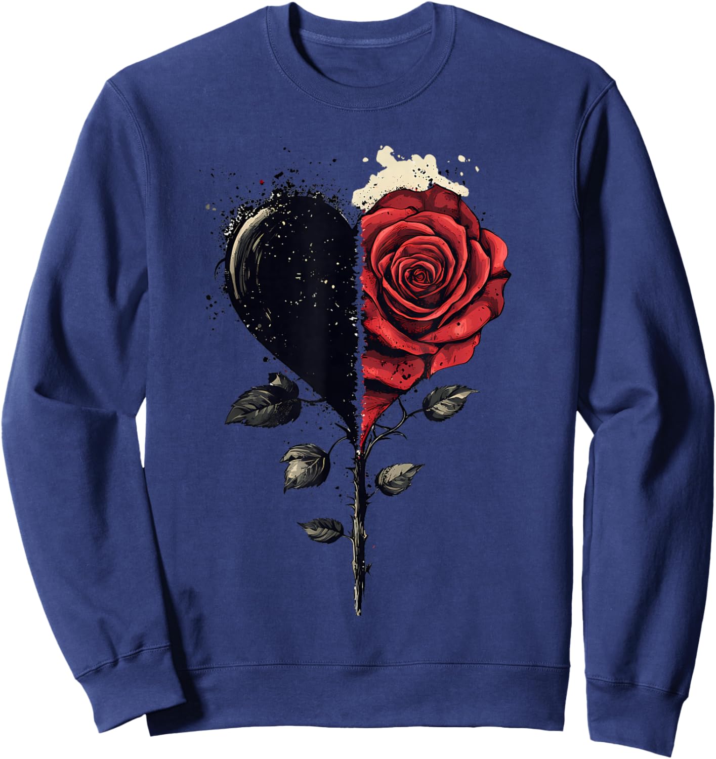 Red Rose Heart Flower Botanist Garden Gardening Flower Rose Sweatshirt - Sweatshirt | Navy