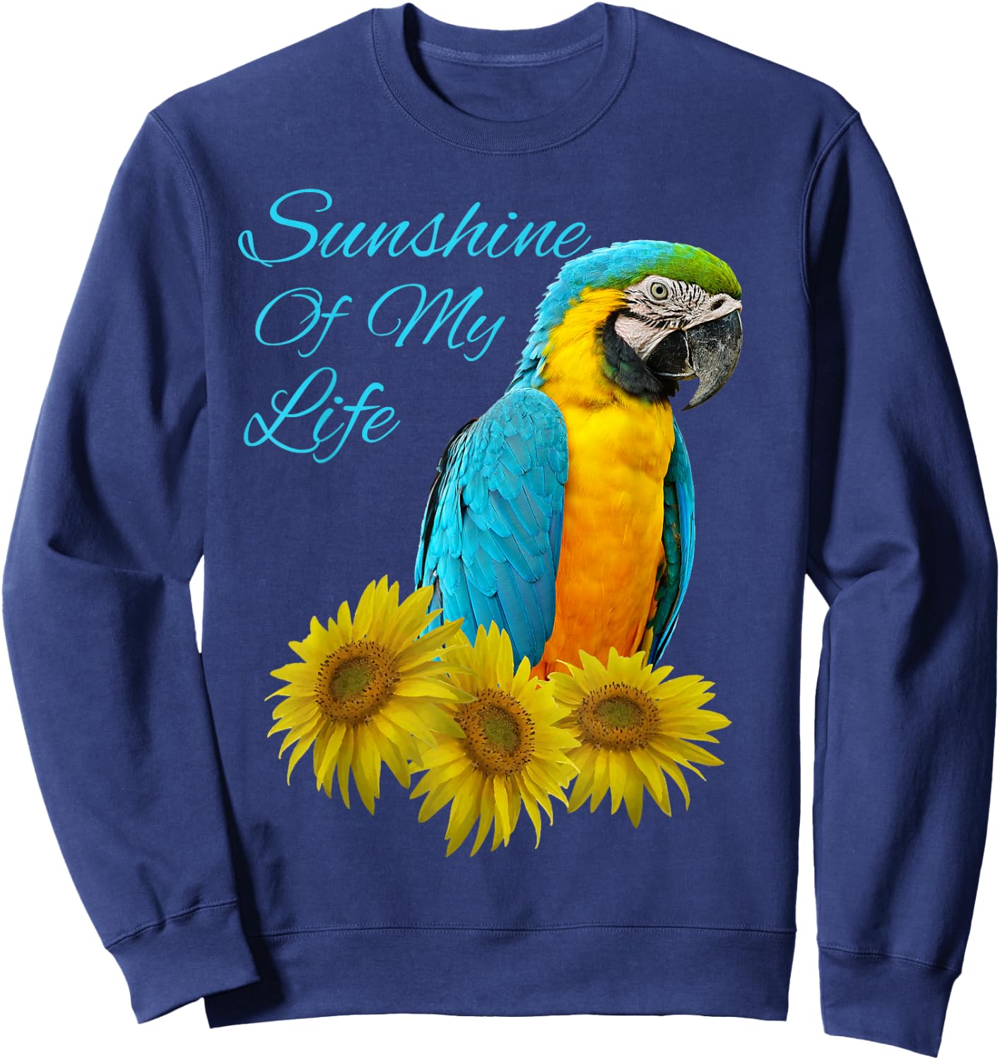 Yellow Chestnut Macaw Parrot Sunshine Sunflower Sweatshirt - Sweatshirt | Navy
