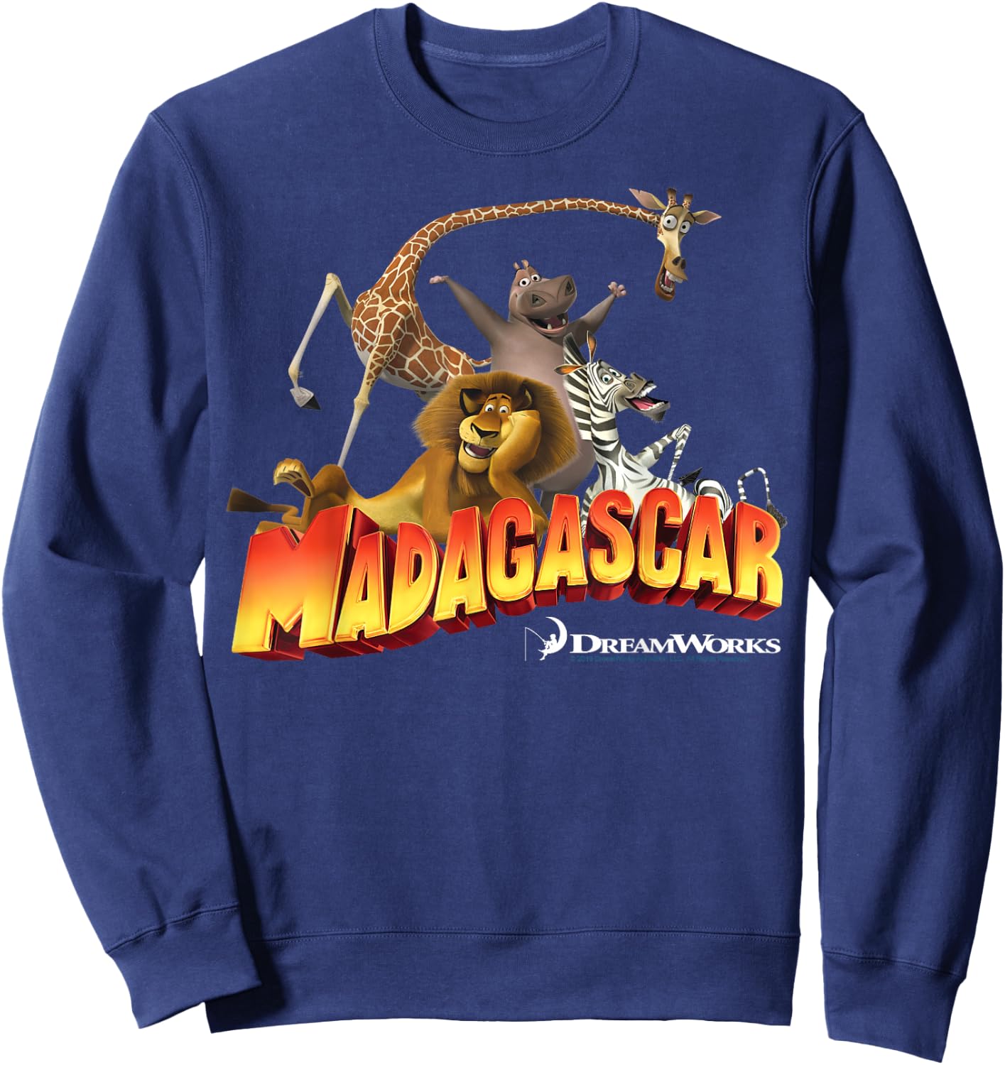 Madagascar Group Shot Classic Movie Logo Sweatshirt - Sweatshirt | Navy