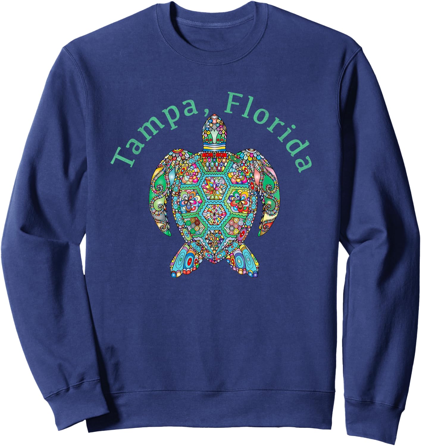 Tampa, Florida Tribal Turtle Gift Sweatshirt - Sweatshirt | Navy