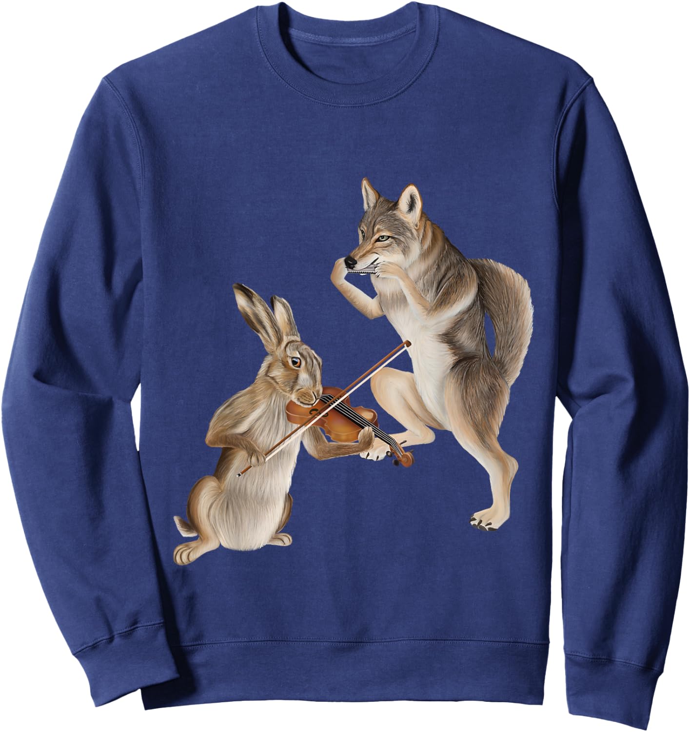 Fiddle and Harmonica - Coyote and a Hare Sweatshirt - Sweatshirt | Navy
