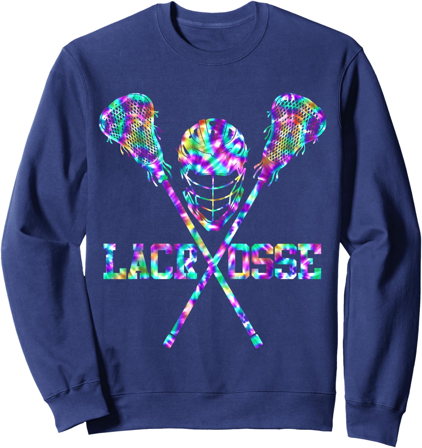 Lacrosse Tie Dye Women Girls Boys Lax Helmet Sticks Sweatshirt - Sweatshirt | Navy