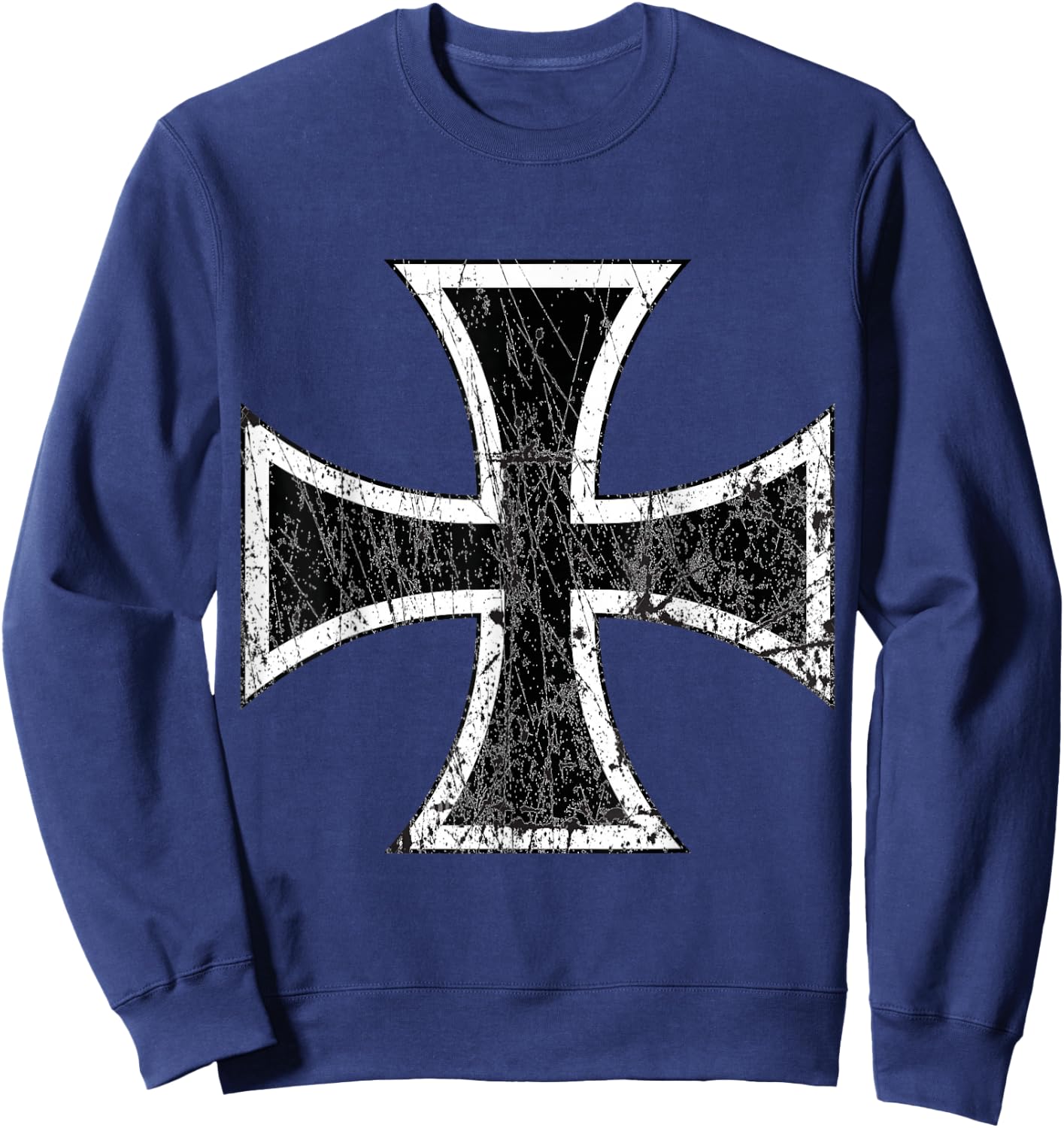 Distressed Iron Cross Sweatshirt - Sweatshirt | Navy