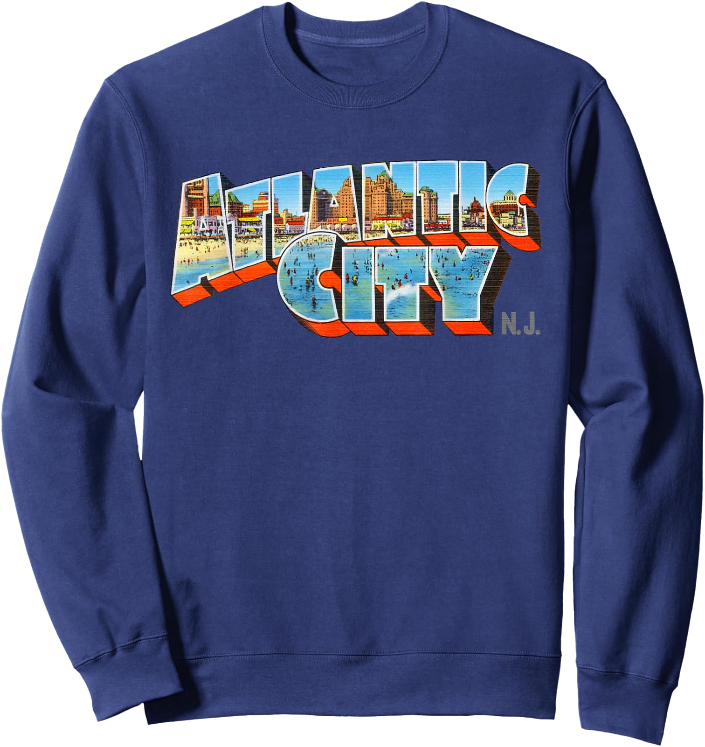 Atlantic City New Jersey NJ Vintage Retro Souvenir Sweatshirt - Sweatshirt | Navy