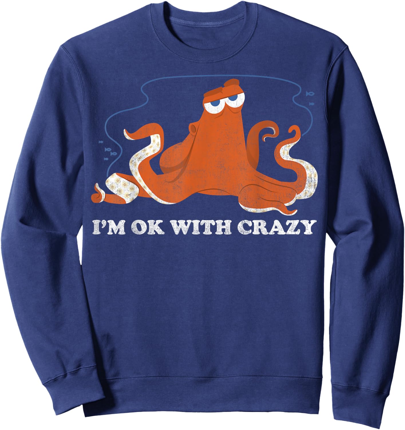 Disney Pixar Finding Dory Hank Ok With Crazy Bold Logo Sweatshirt - Sweatshirt | Navy