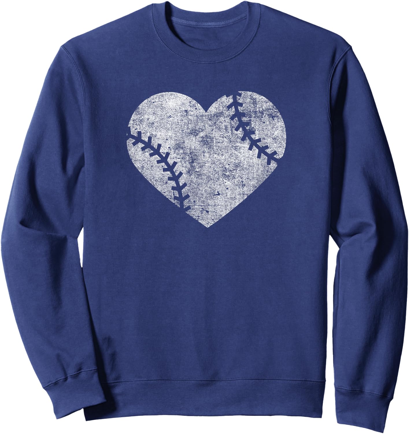 I Love Baseball Distressed Vintage Heart Graphic Sweatshirt - Sweatshirt | Navy