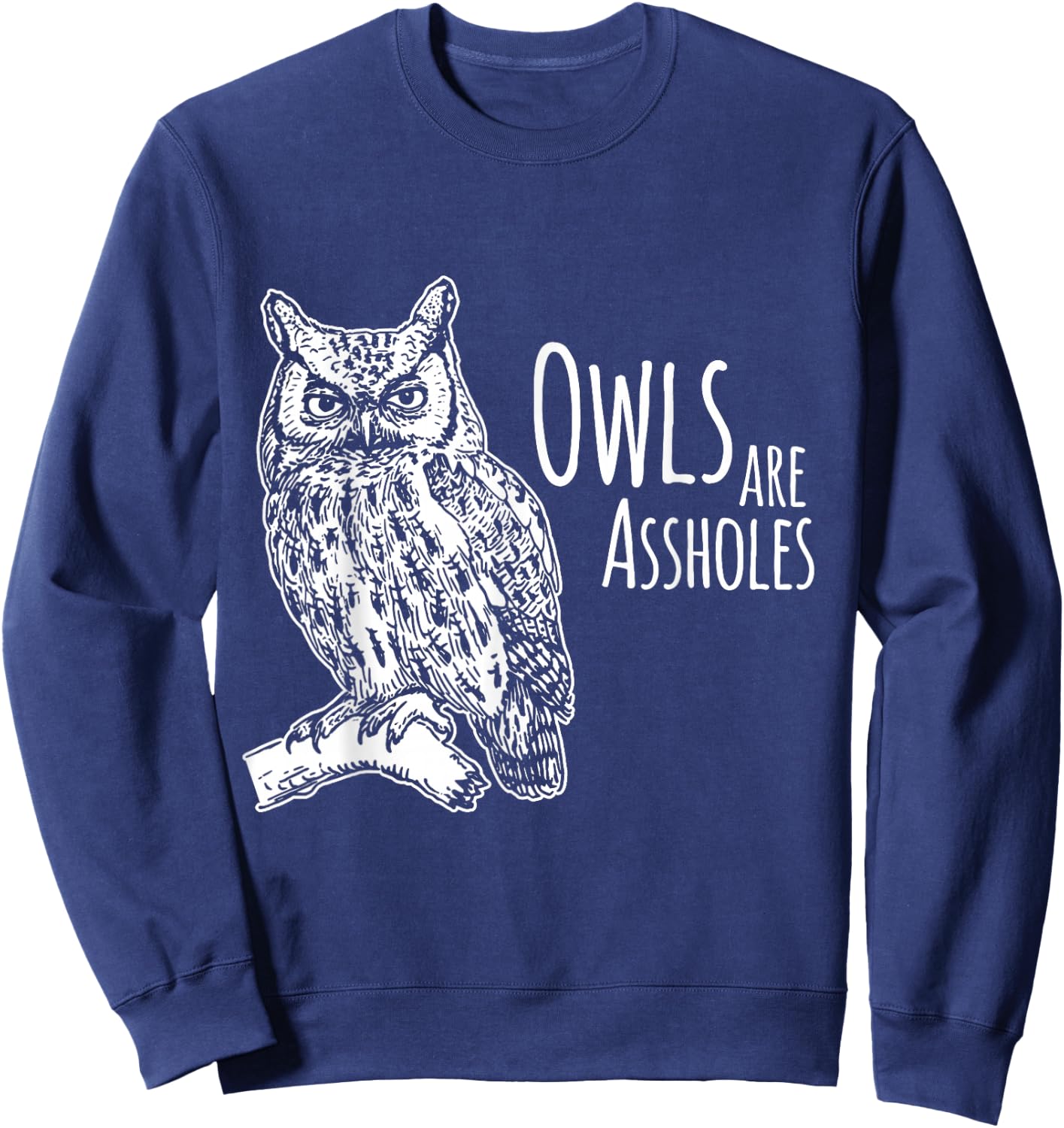 Owls Are Assholes Sweatshirt - Sweatshirt | Navy