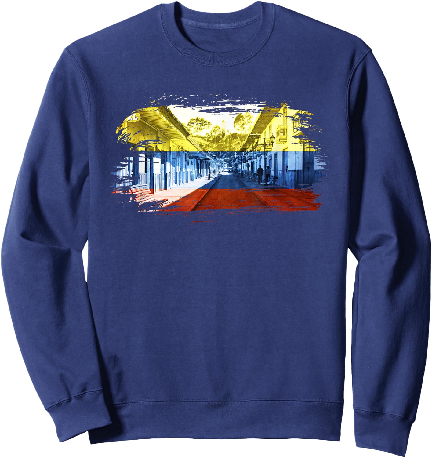 Colombian Flag with Colombian Art Gift Paisa Medellin Sweatshirt - Sweatshirt | Navy