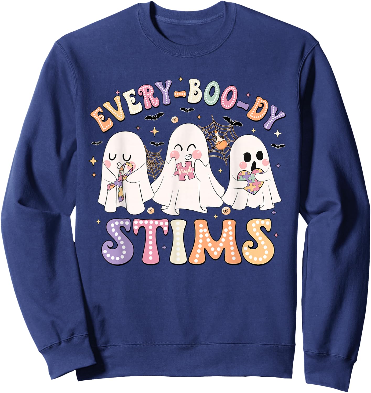 Everyboody Stims Halloween Special Education Spooky Autism Sweatshirt - Sweatshirt | Navy