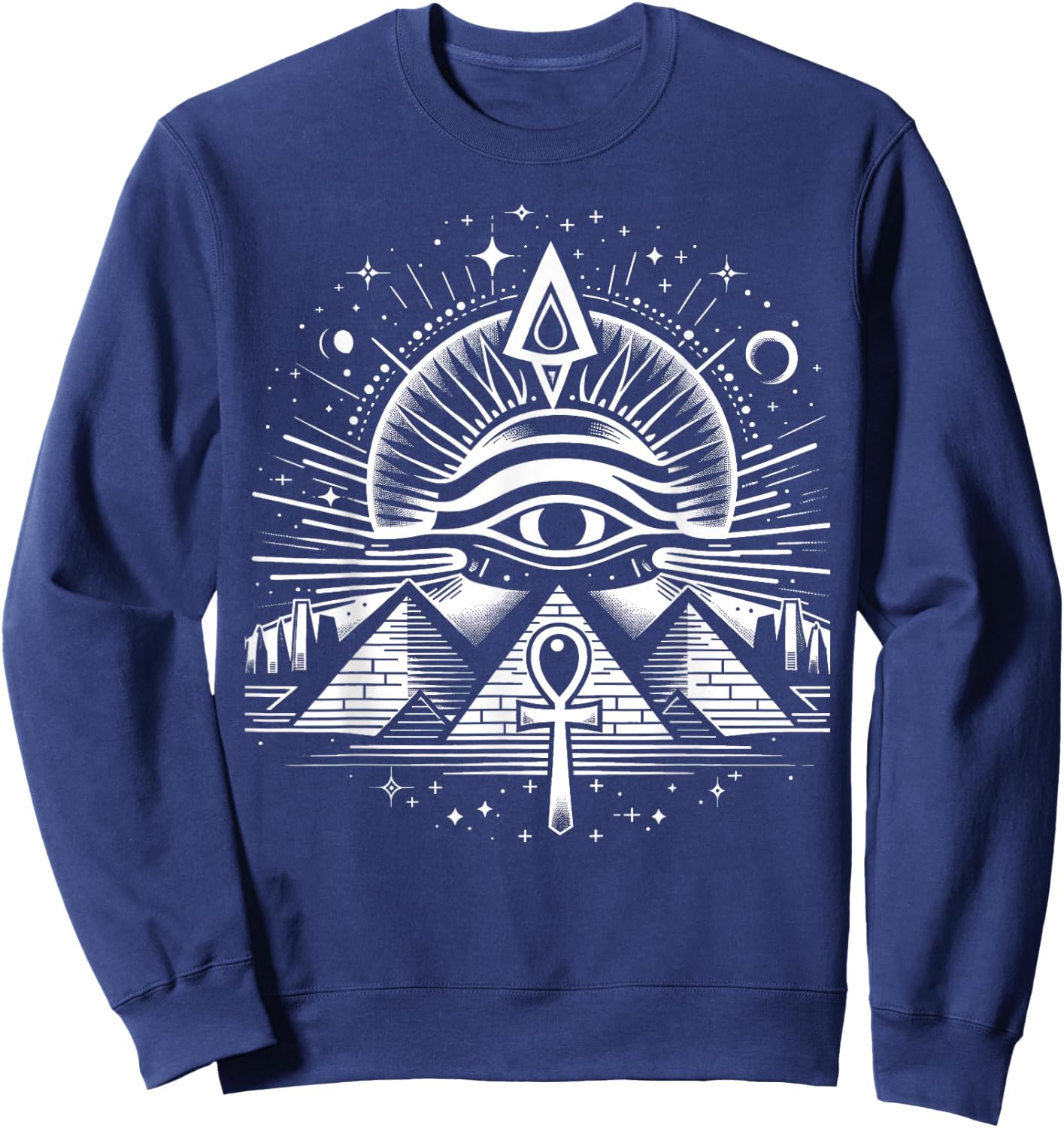 Mystical Ancient Egyptian Symbols Eye Sweatshirt - Sweatshirt | Navy