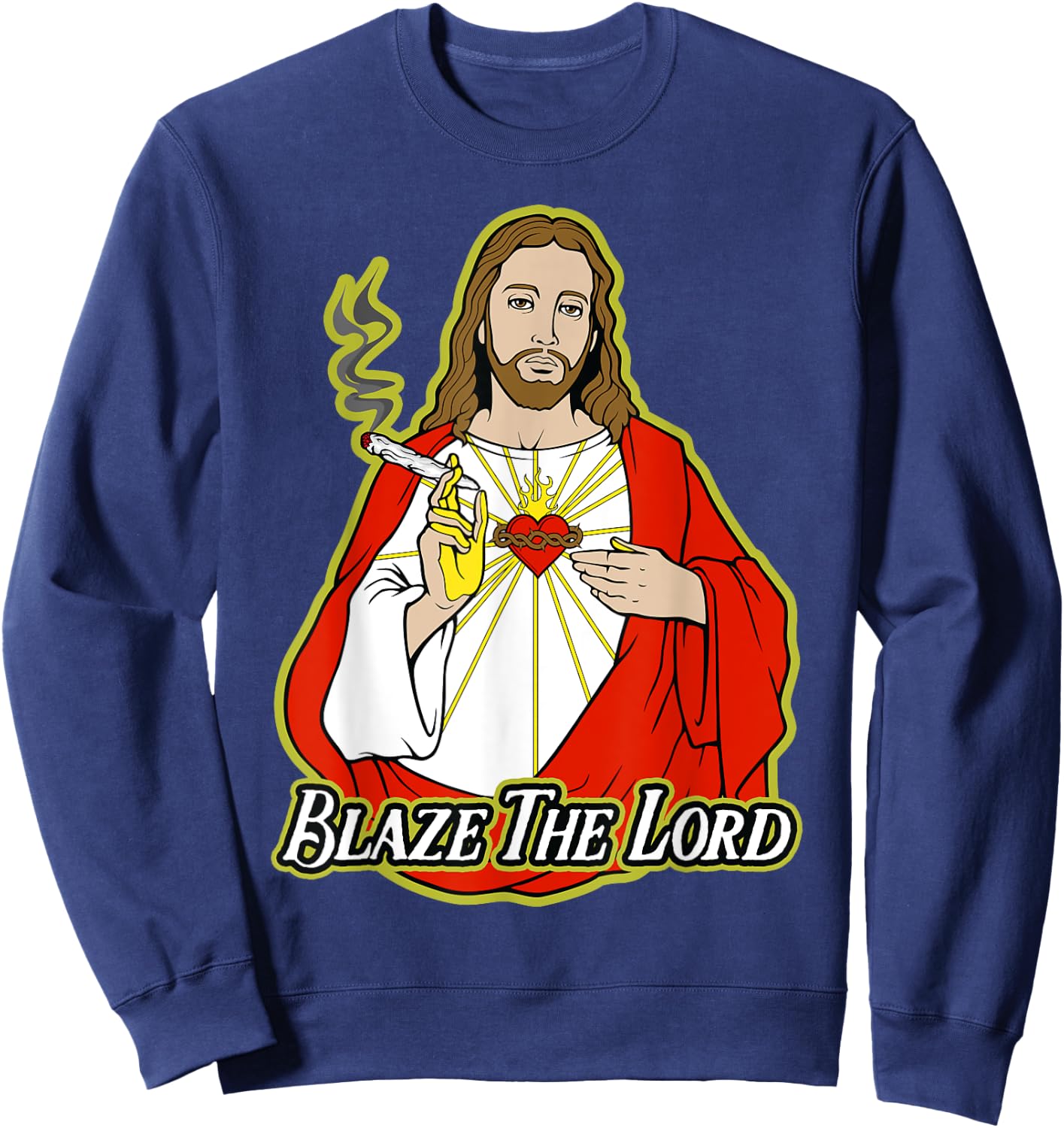 Marijuana Lord Jesus 420 Getting High Sweatshirt - Sweatshirt | Navy