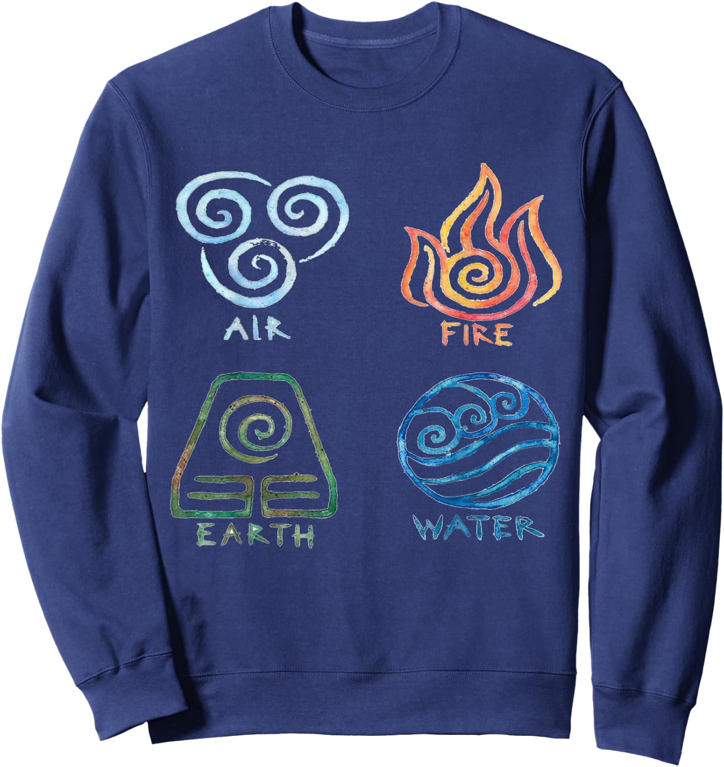 Vintage Graphic Funny Air Fire Water Earth Classic Logo Sweatshirt - Sweatshirt | Navy